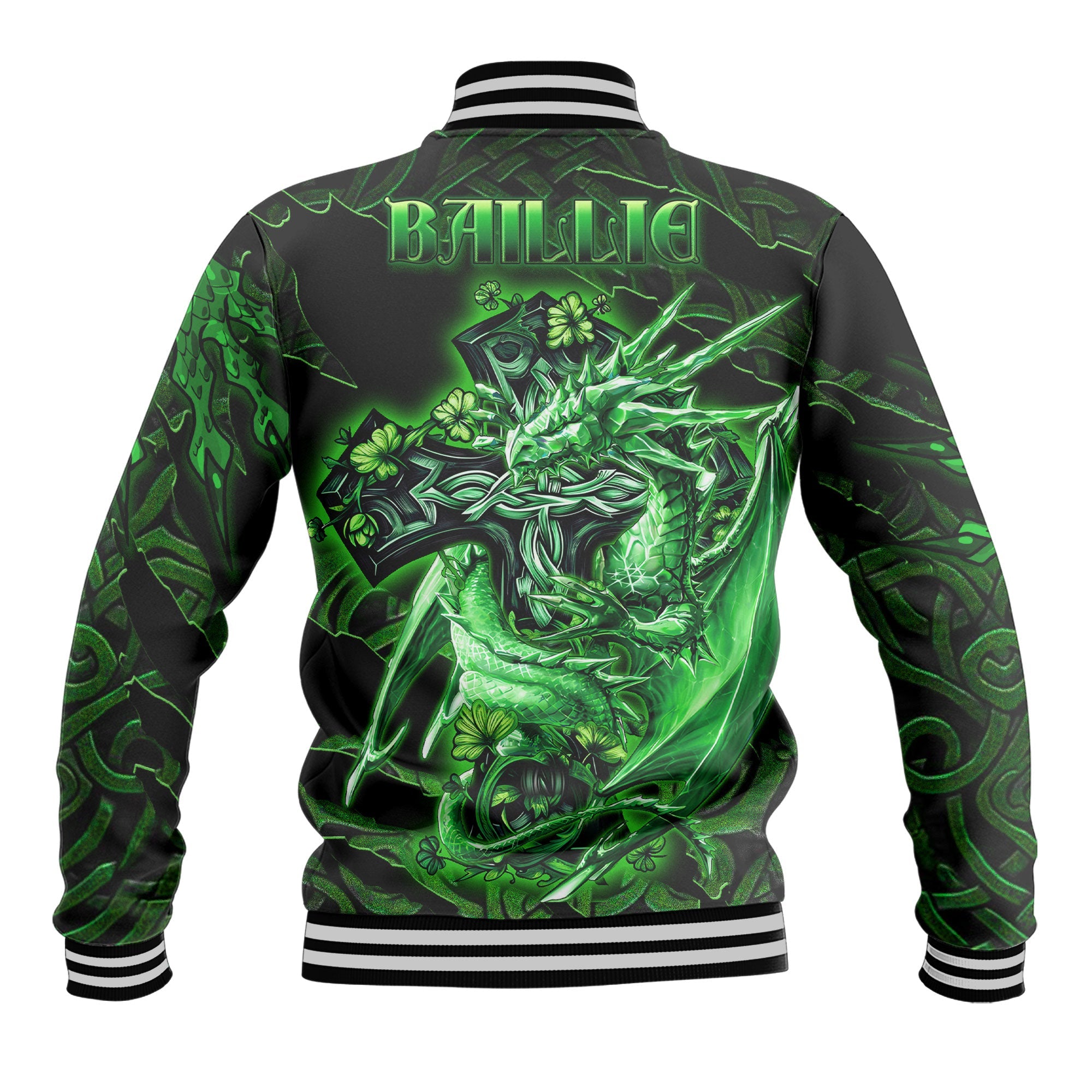 Baillie Baseball Jackets Celtic Cross And Dragon Style