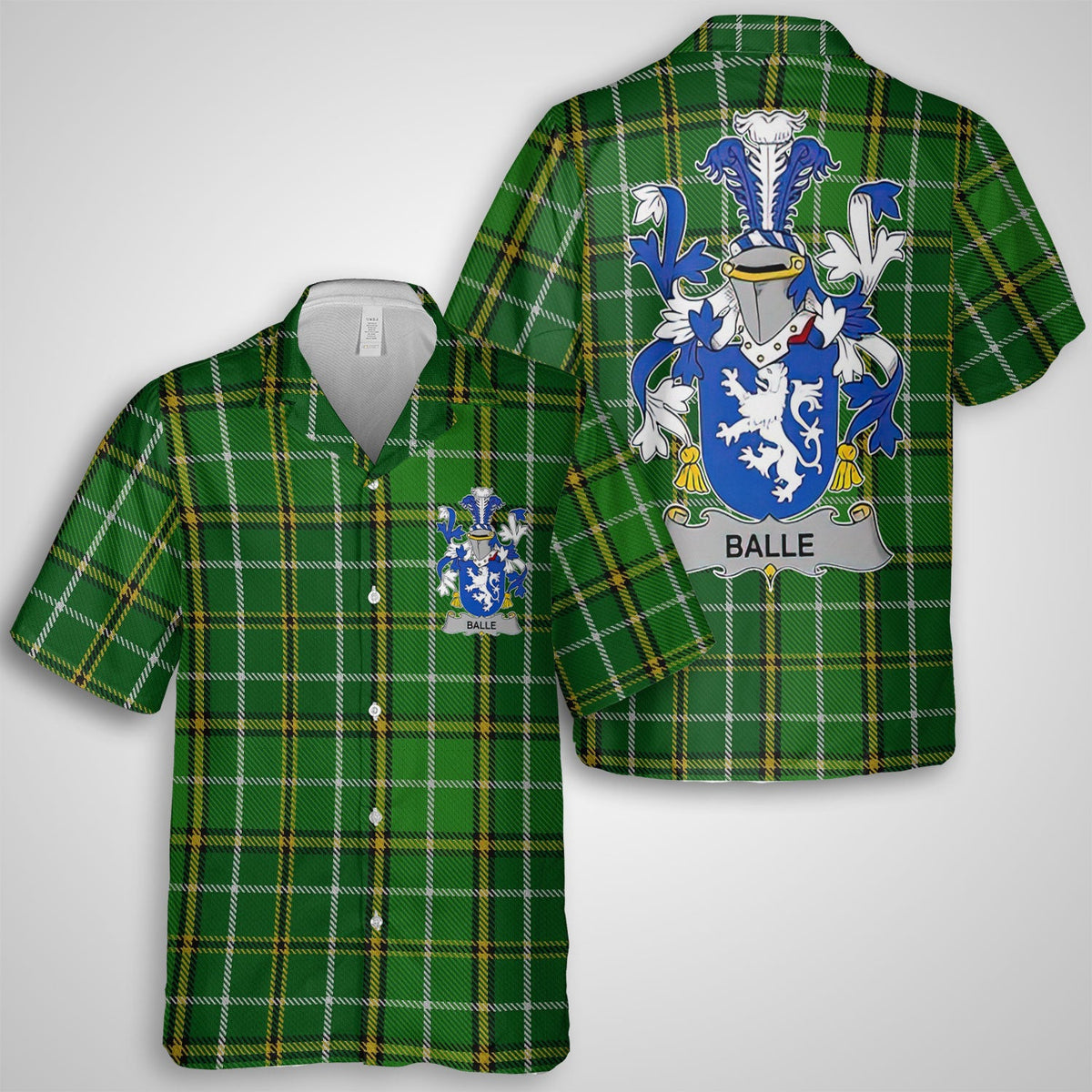 Balle Hawaiian Shirts Crest And National Plaid Style