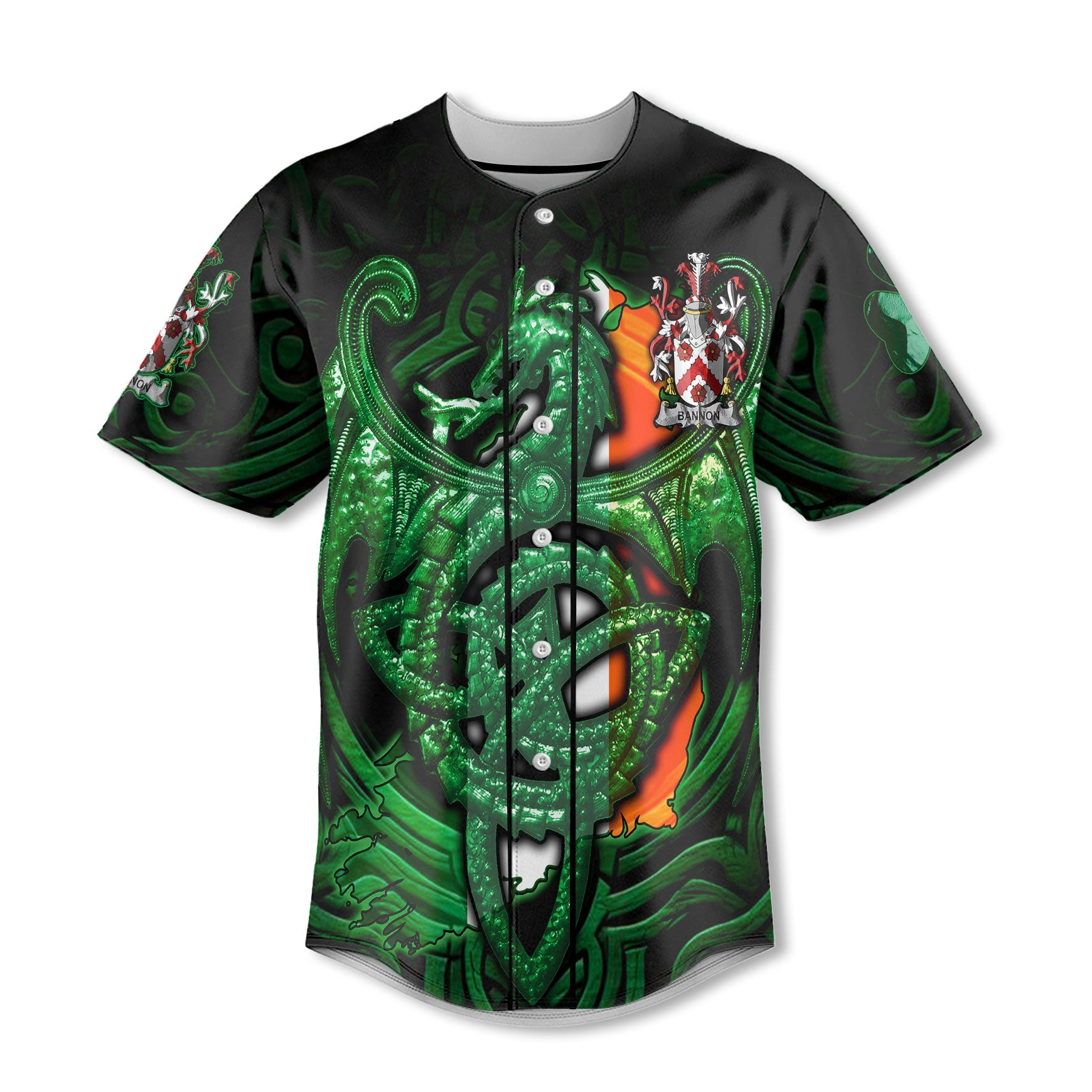 Bannon or O Bannon Baseball Jerseys The Green Dragon Of Ireland Style