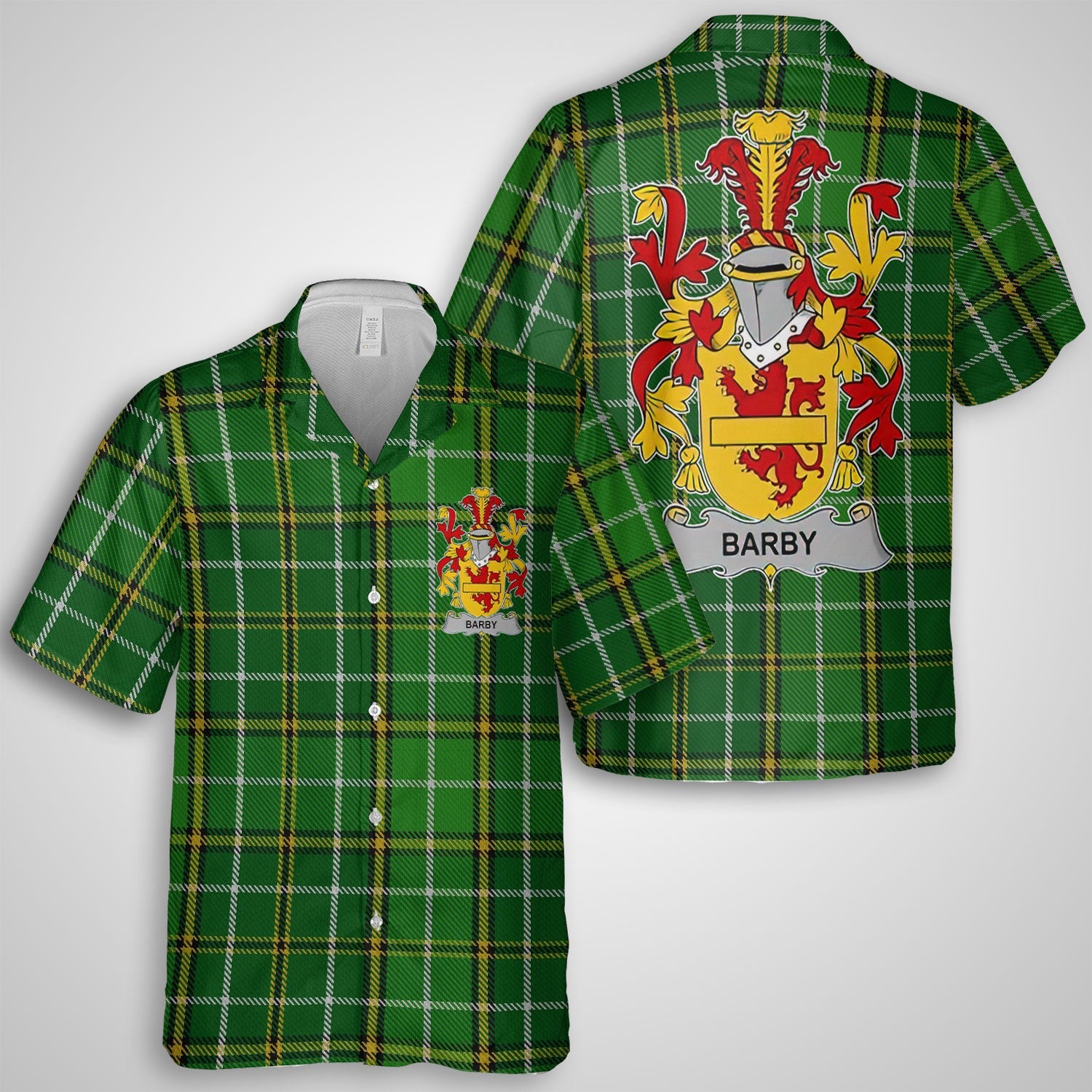 Barby Hawaiian Shirts Crest And National Plaid Style