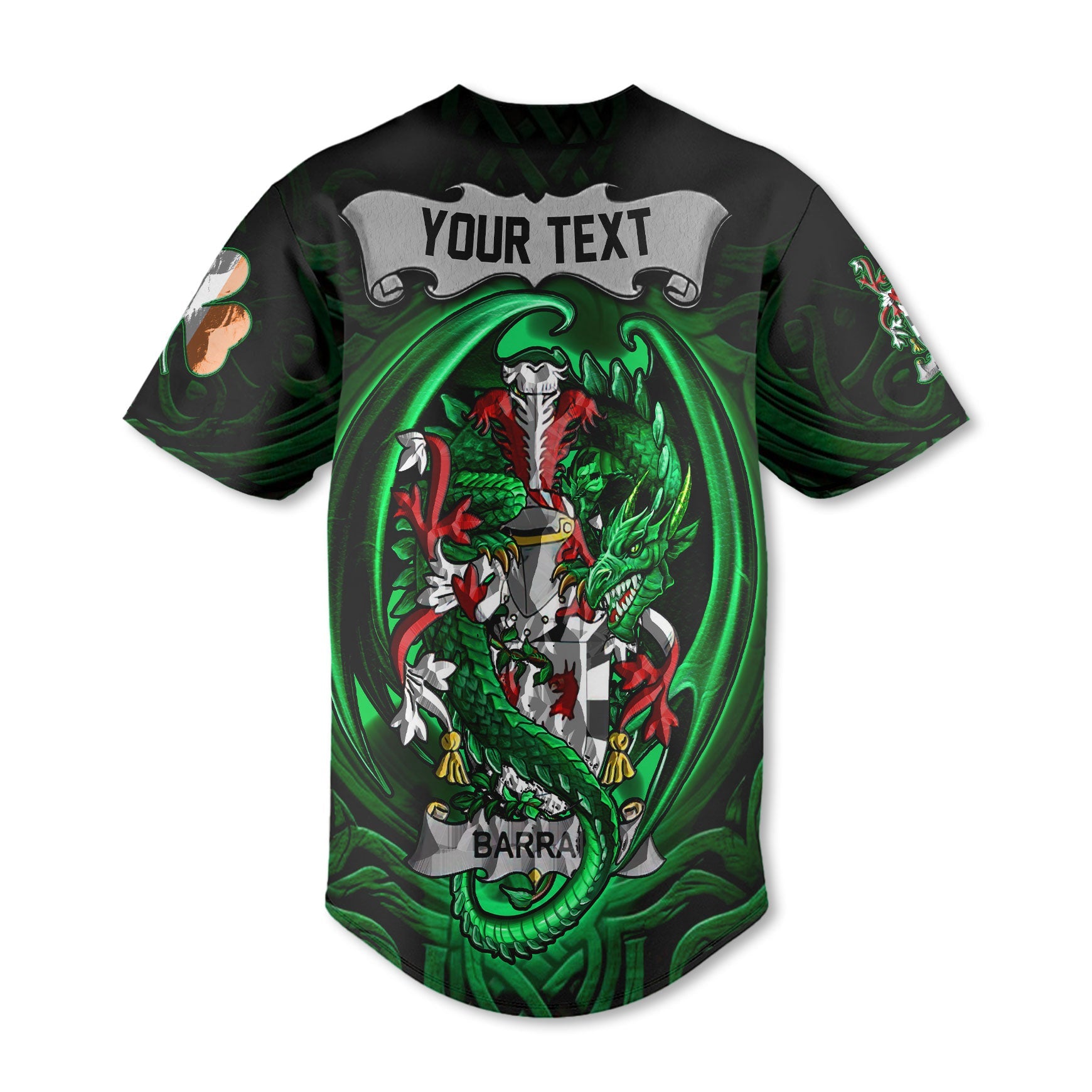 Barran Baseball Jerseys The Green Dragon Of Ireland Style