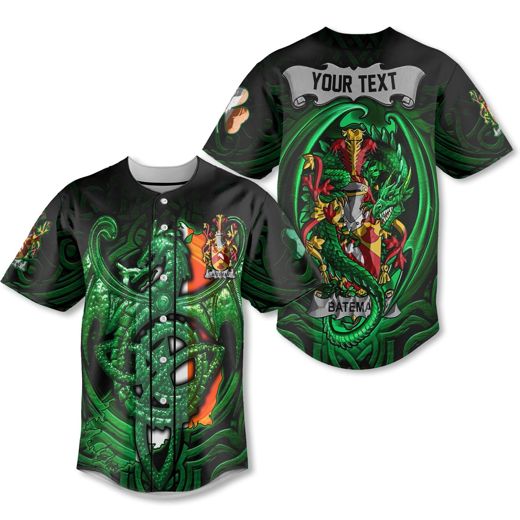 Bateman Baseball Jerseys The Green Dragon Of Ireland Style