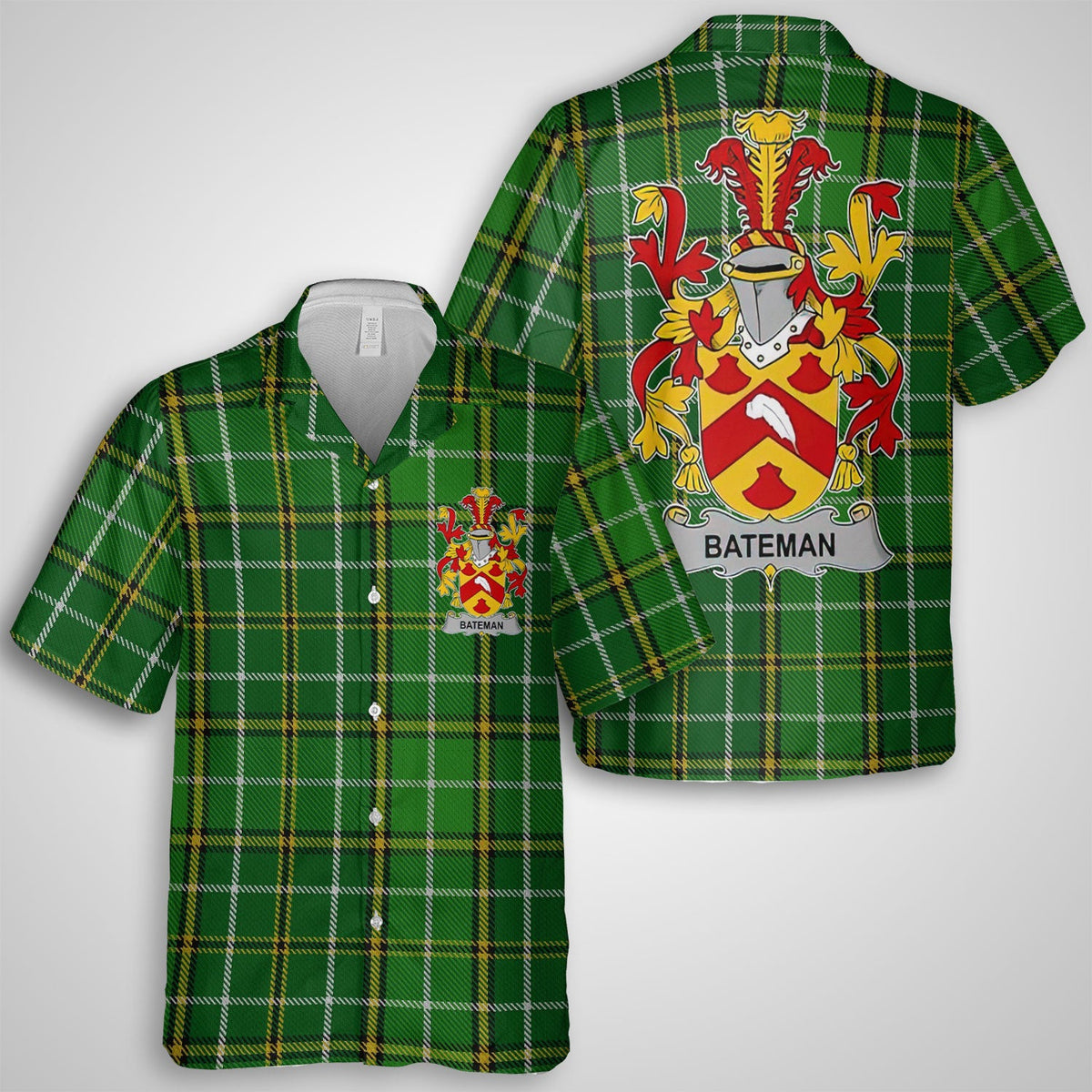 Bateman Hawaiian Shirts Crest And National Plaid Style