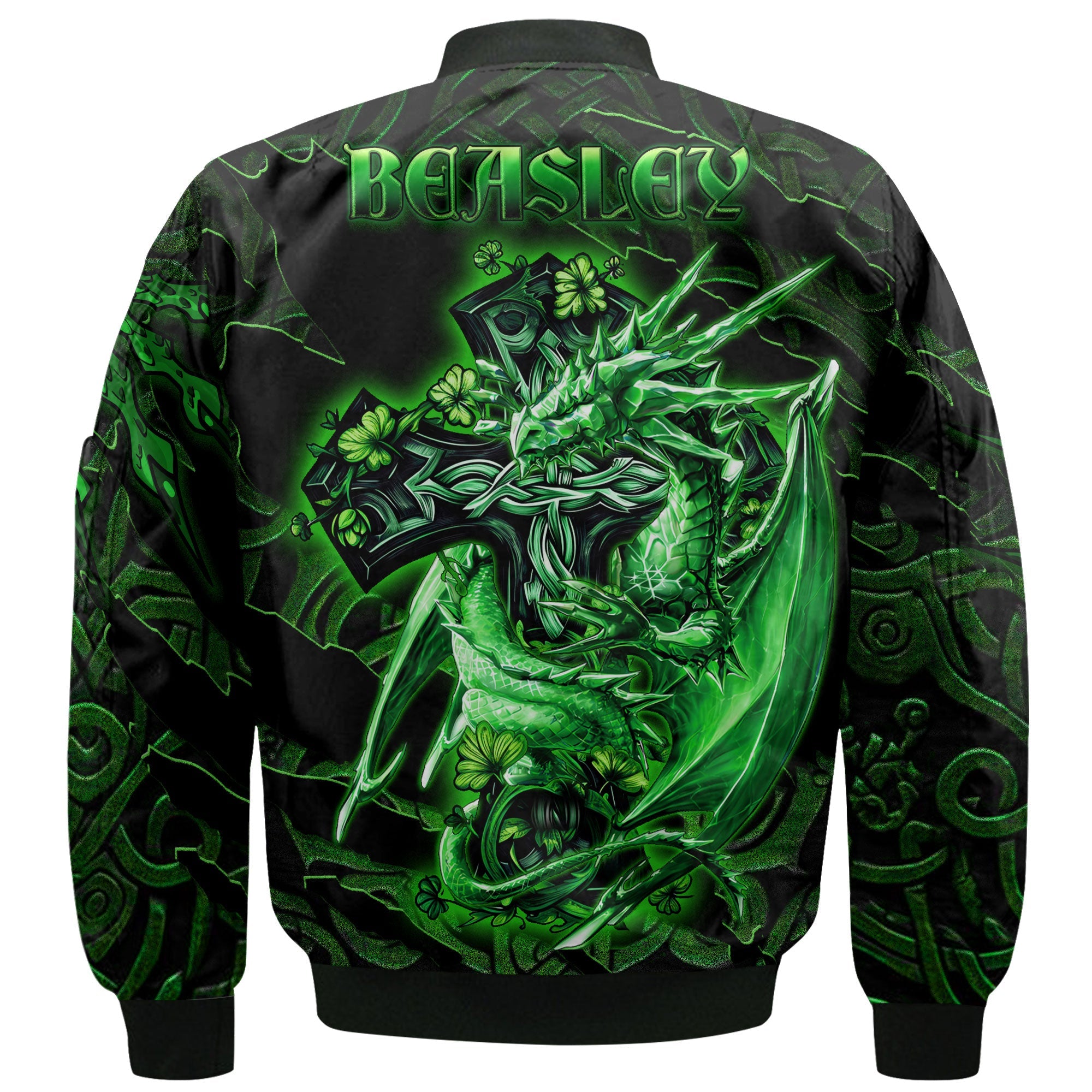 Beasley Bomber Jackets Celtic Cross And Dragon Style