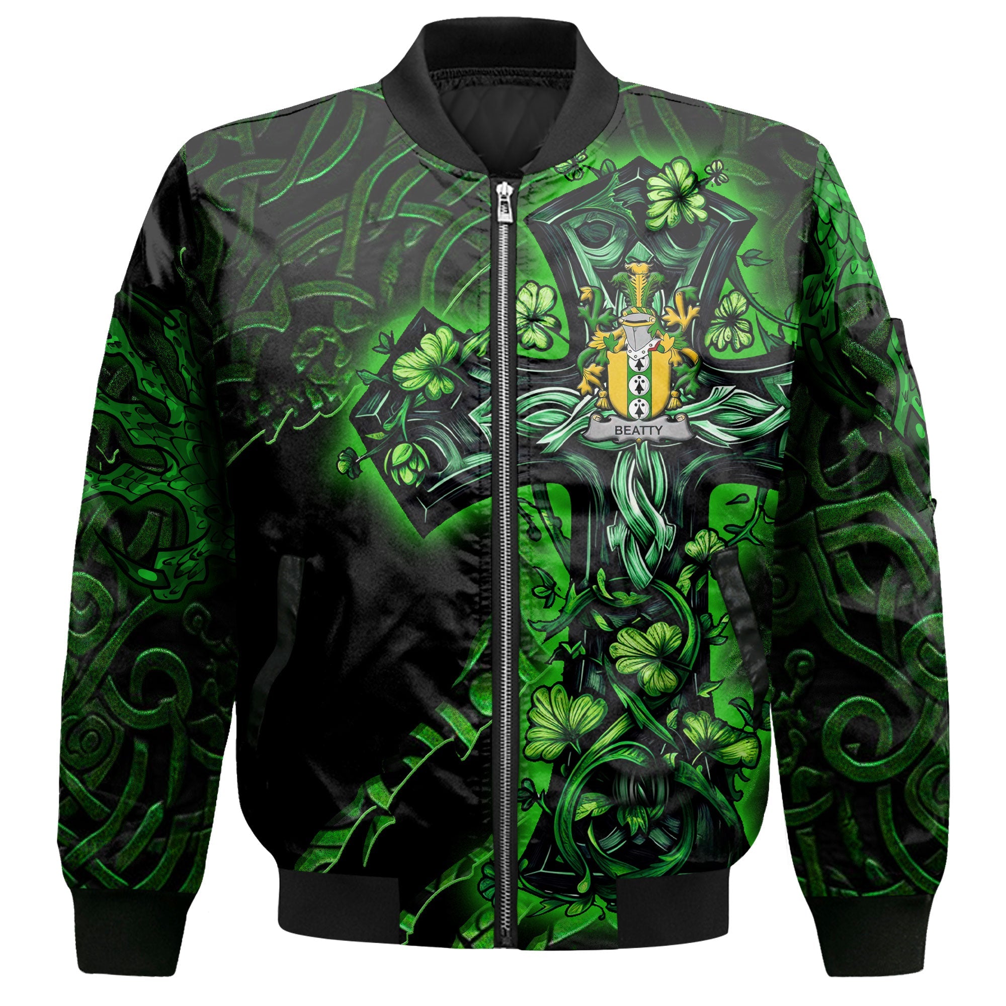 Beatty or Betagh Bomber Jackets Celtic Cross And Dragon Style