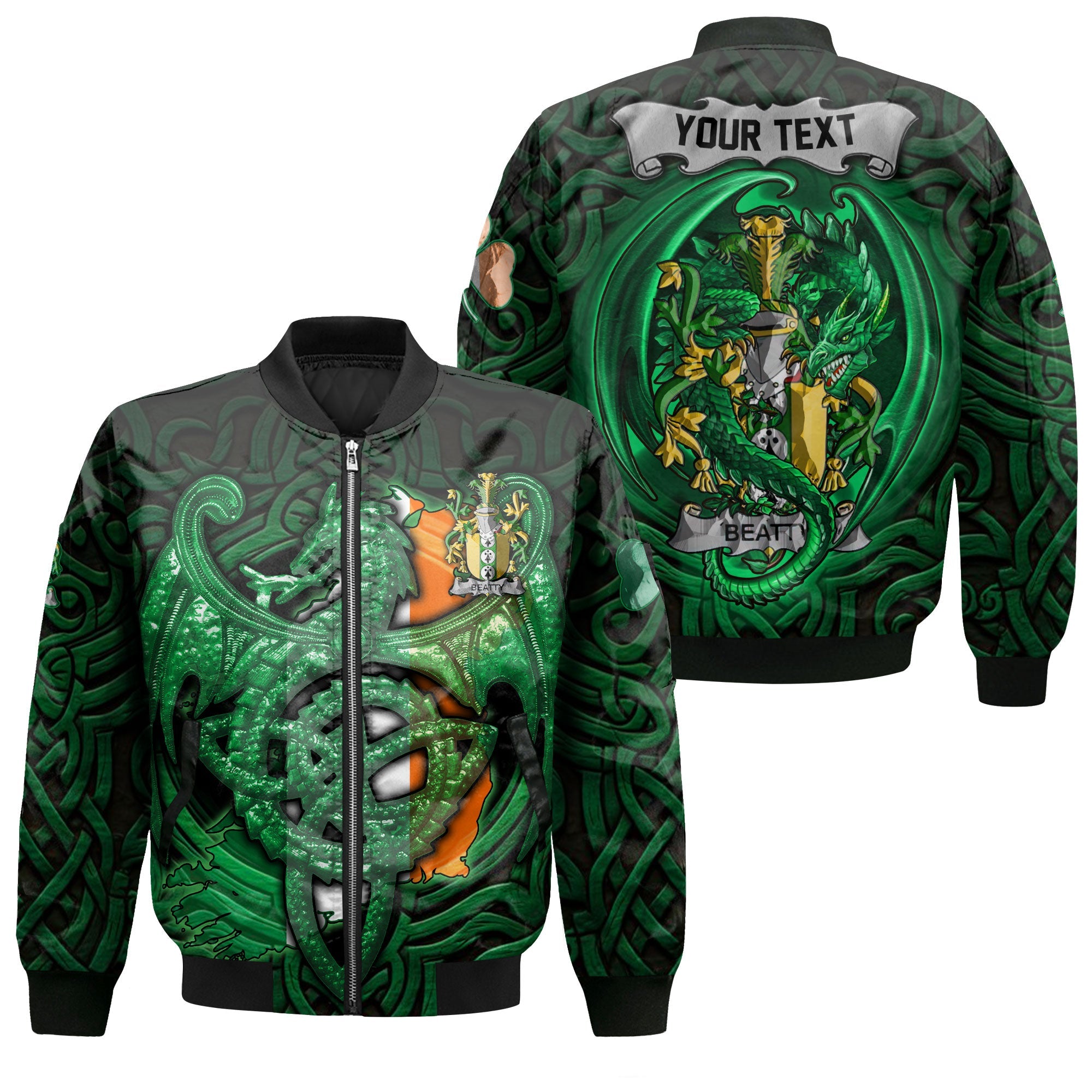 Beatty or Betagh Bomber Jackets The Green Dragon Of Ireland Style