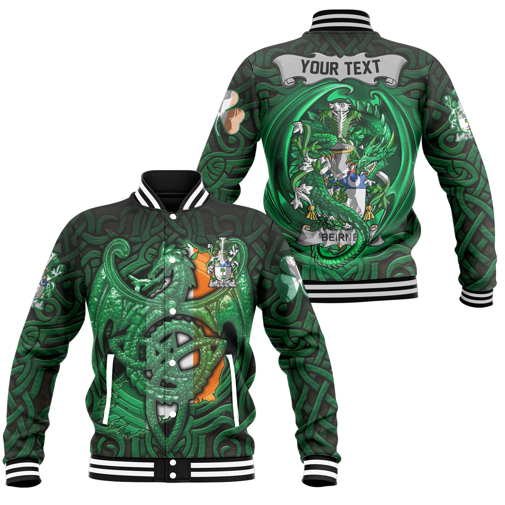 Beirne or O Beirne Baseball Jackets The Green Dragon Of Ireland Style