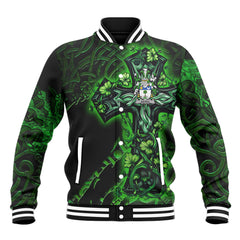 Beirne or O Beirne Baseball Jackets Celtic Cross And Dragon Style