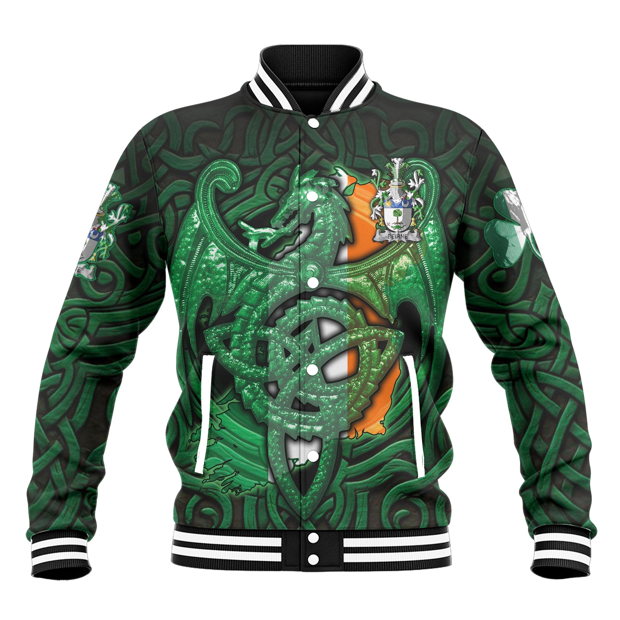 Beirne or O Beirne Baseball Jackets The Green Dragon Of Ireland Style