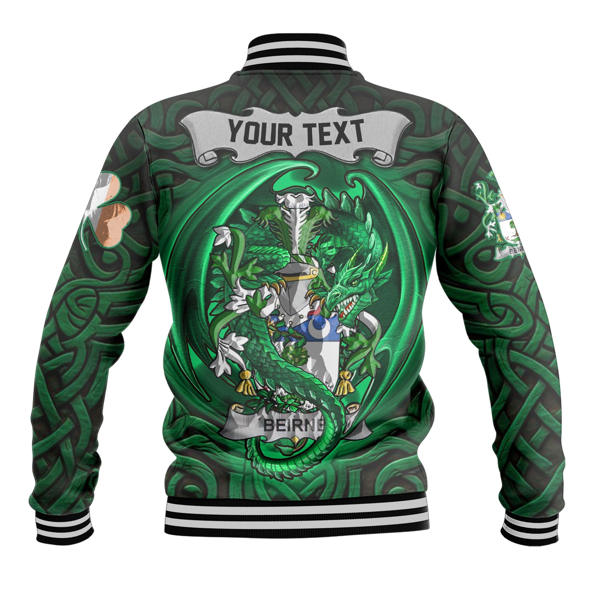 Beirne or O Beirne Baseball Jackets The Green Dragon Of Ireland Style