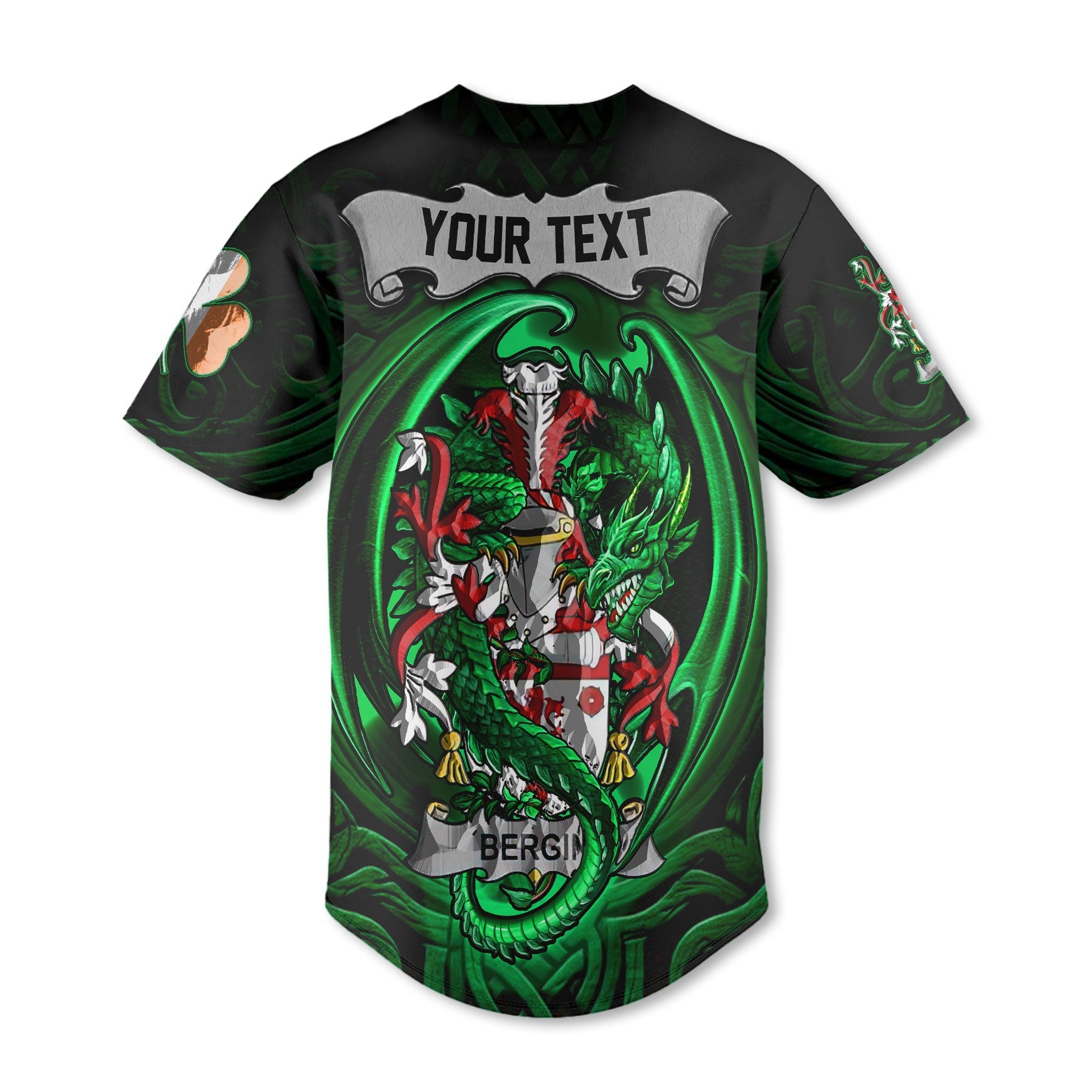 Bergin or O Bergin Baseball Jerseys The Green Dragon Of Ireland Style