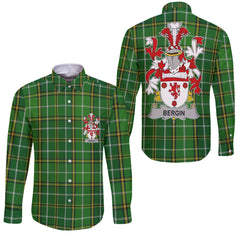 Bergin or O Bergin Long Sleeve Button Shirts Crest And National Plaid Style