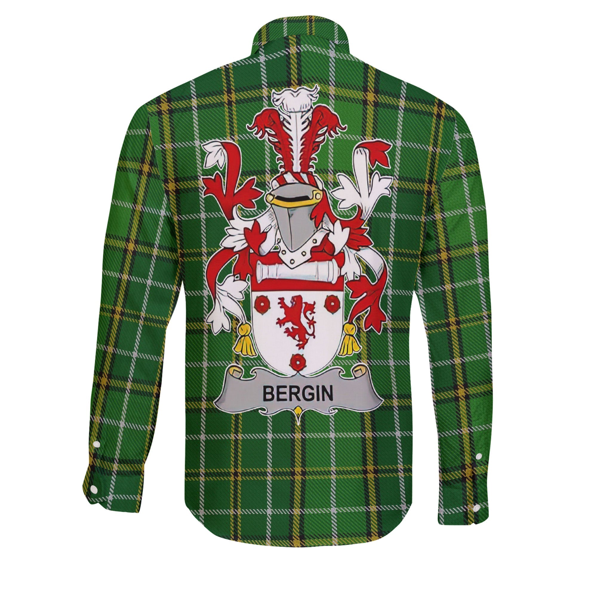 Bergin or O Bergin Long Sleeve Button Shirts Crest And National Plaid Style