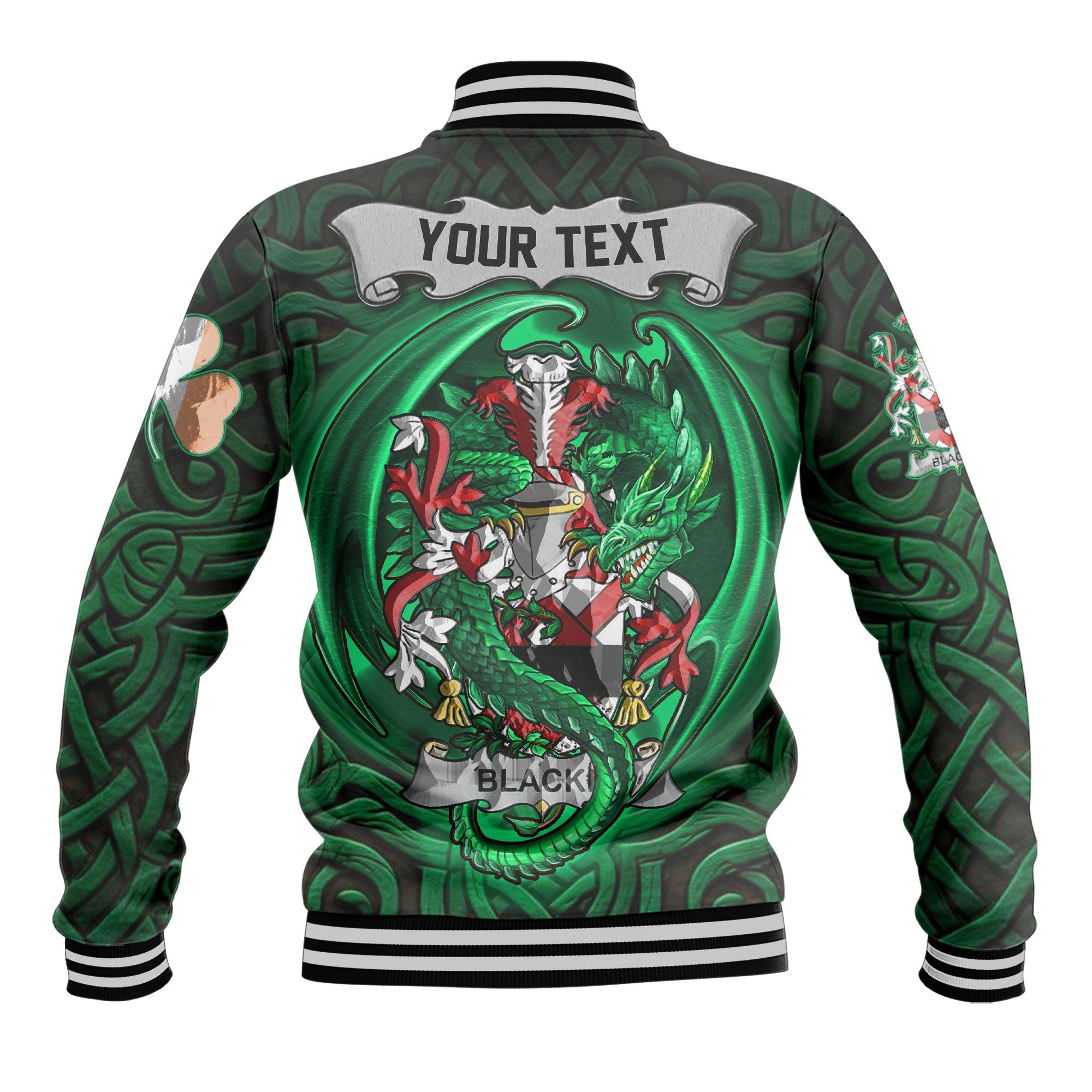 Blacke Baseball Jackets The Green Dragon Of Ireland Style