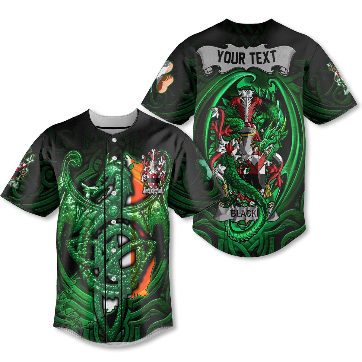 Blacke Baseball Jerseys The Green Dragon Of Ireland Style