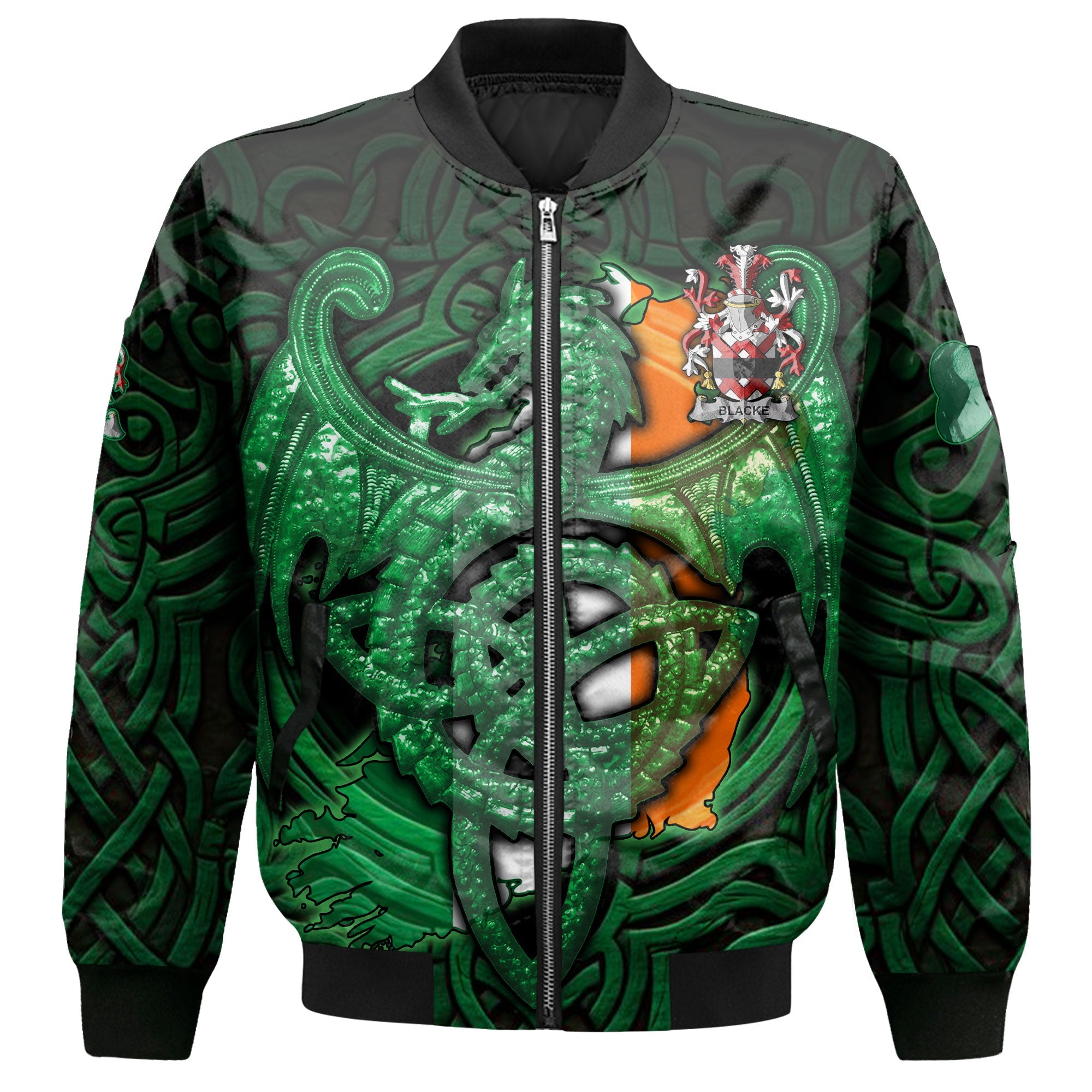 Blacke Bomber Jackets The Green Dragon Of Ireland Style