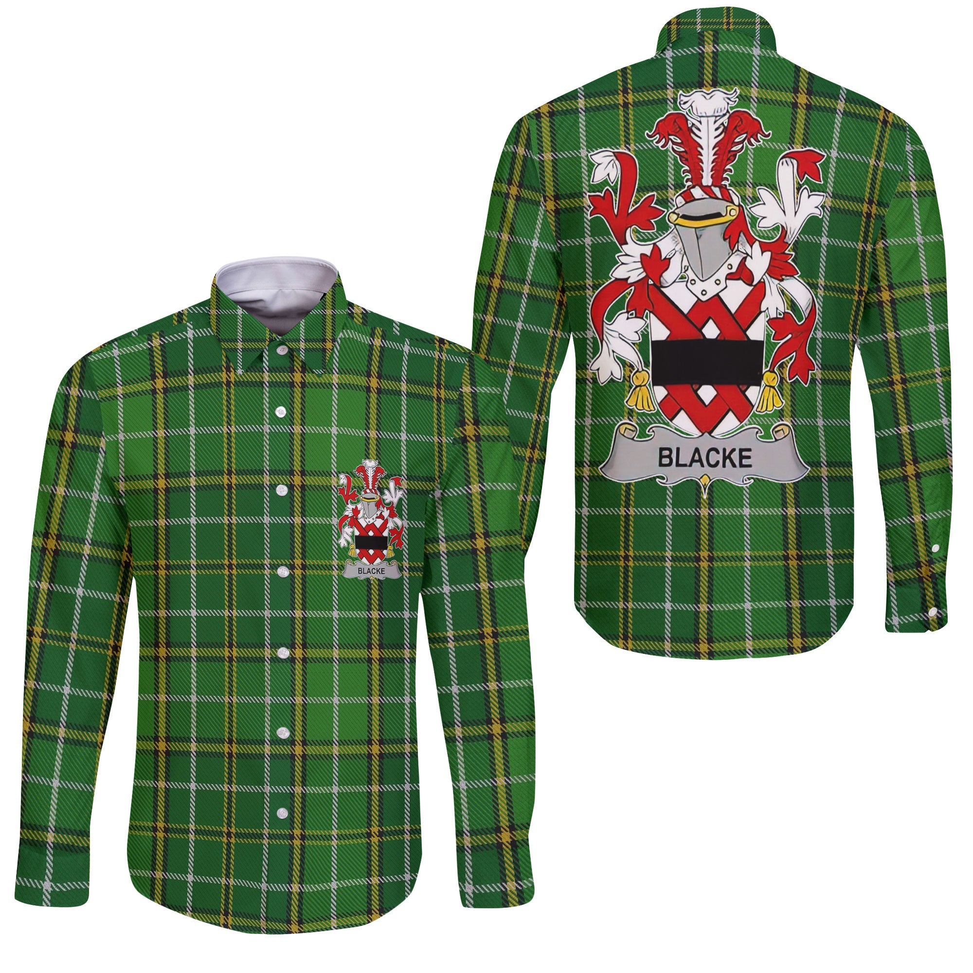 Blacke Long Sleeve Button Shirts Crest And National Plaid Style