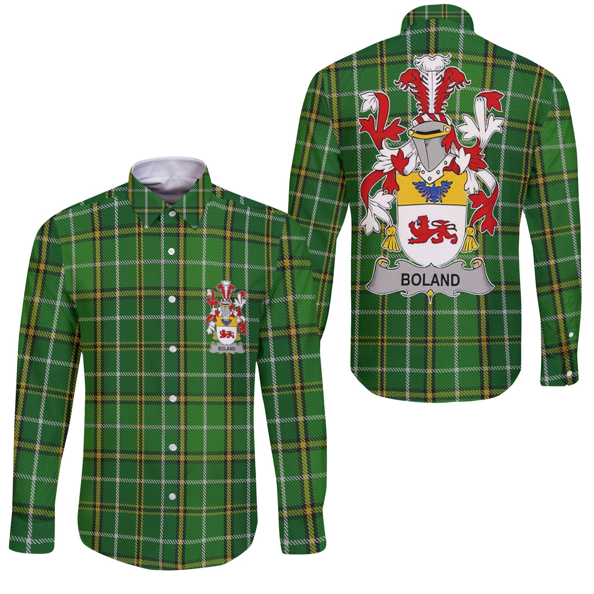 Boland or O Boland Long Sleeve Button Shirts Crest And National Plaid Style