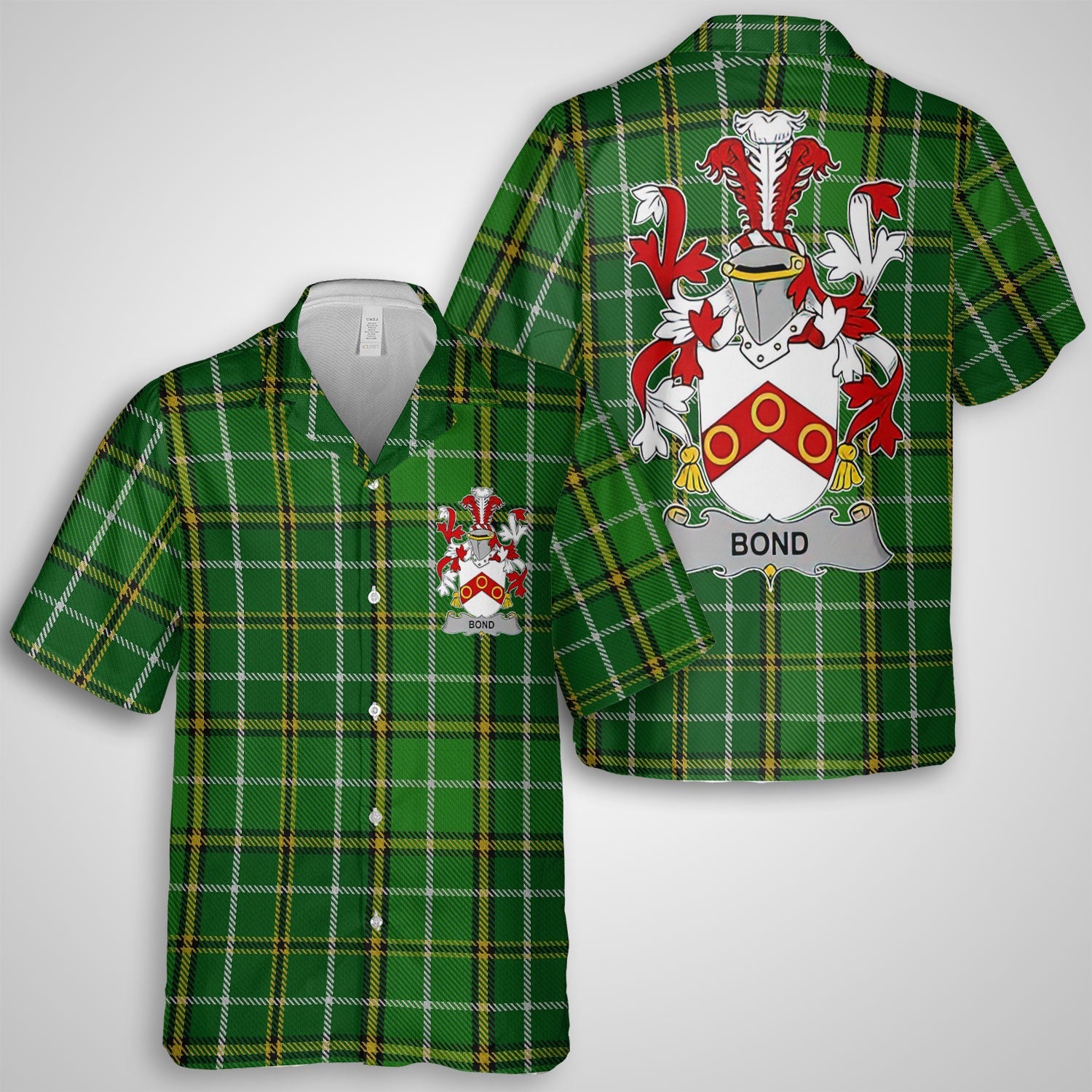 Bond Hawaiian Shirts Crest And National Plaid Style