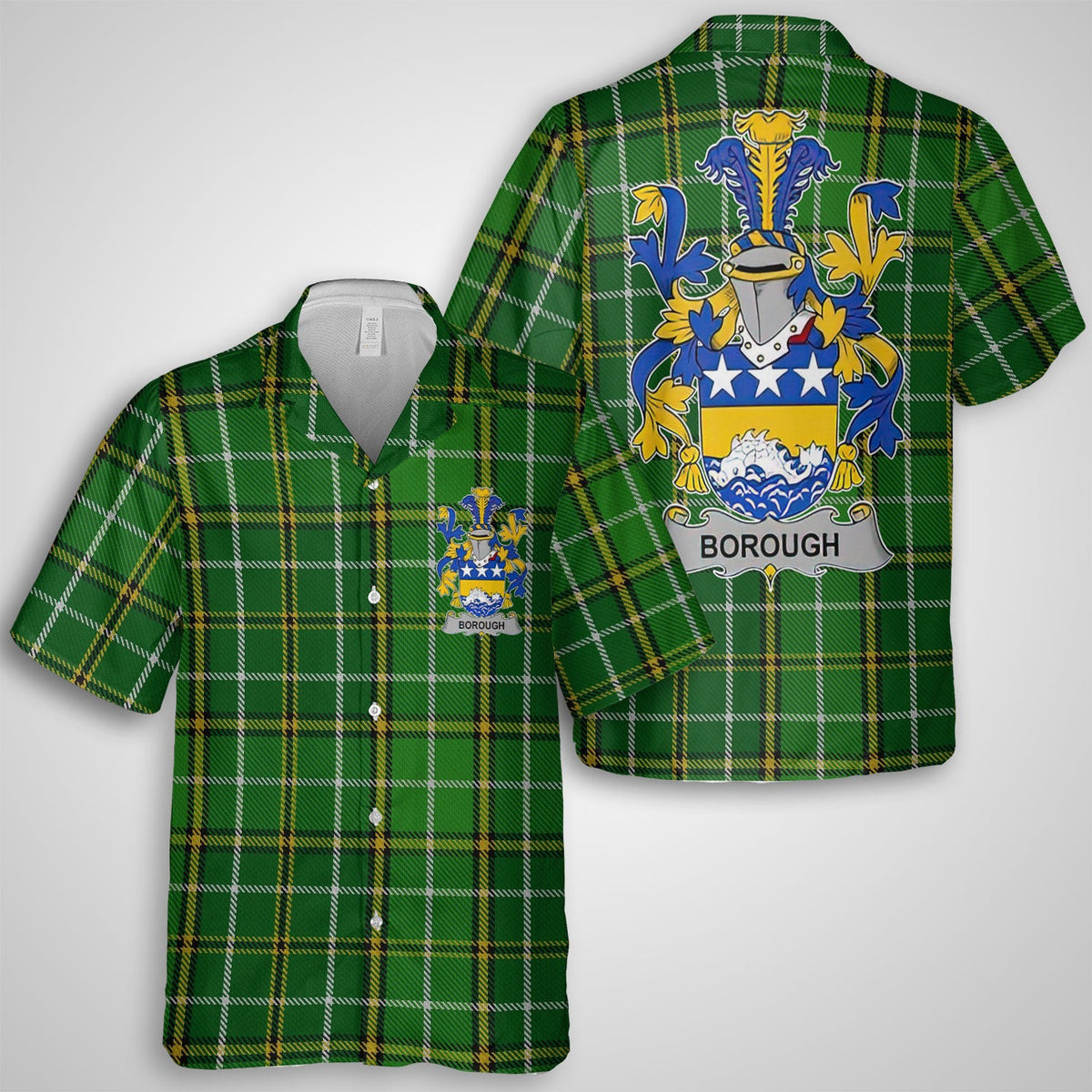 Borough Hawaiian Shirts Crest And National Plaid Style