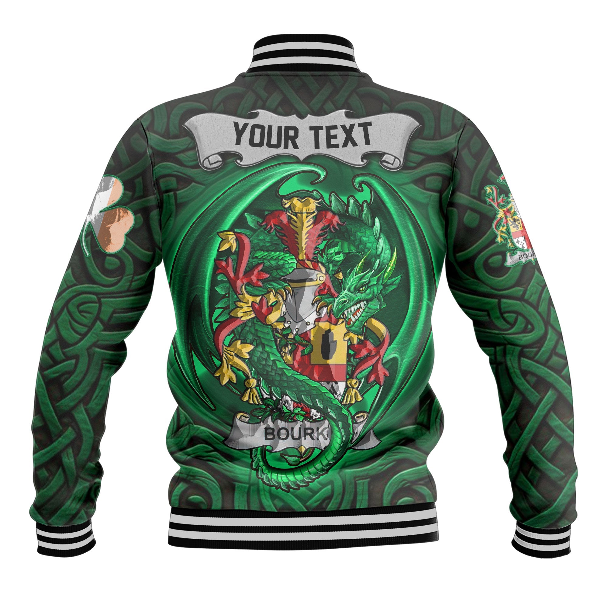 Bourke Baseball Jackets The Green Dragon Of Ireland Style