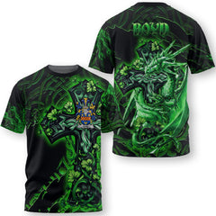 Boyd of Danson T-Shirts Celtic Cross And Dragon Style