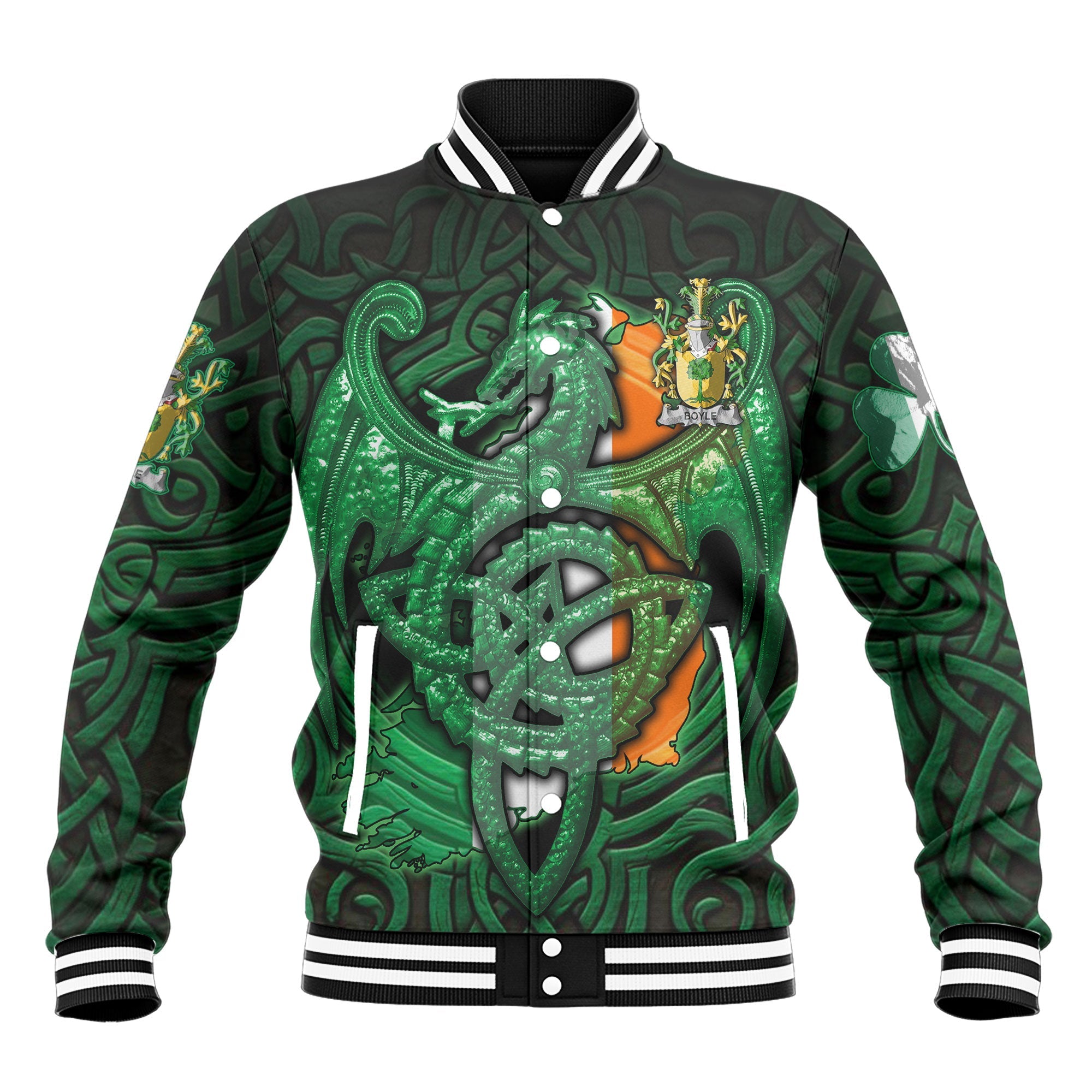 Boyle or O Boyle Baseball Jackets The Green Dragon Of Ireland Style