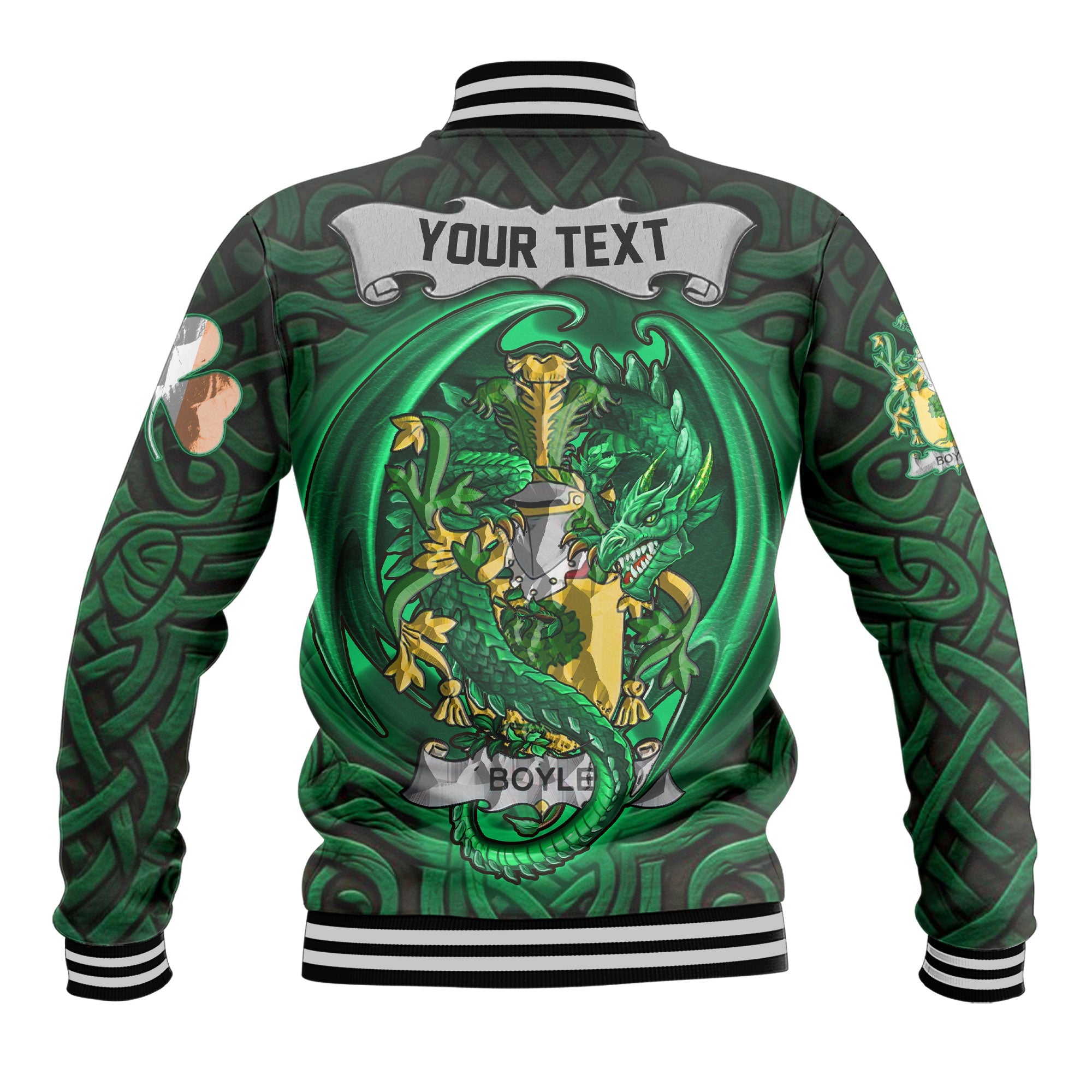 Boyle or O Boyle Baseball Jackets The Green Dragon Of Ireland Style