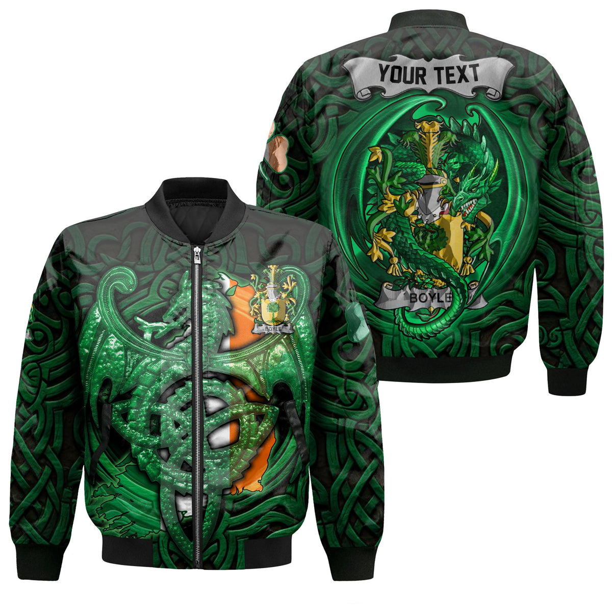 Boyle or O Boyle Bomber Jackets The Green Dragon Of Ireland Style