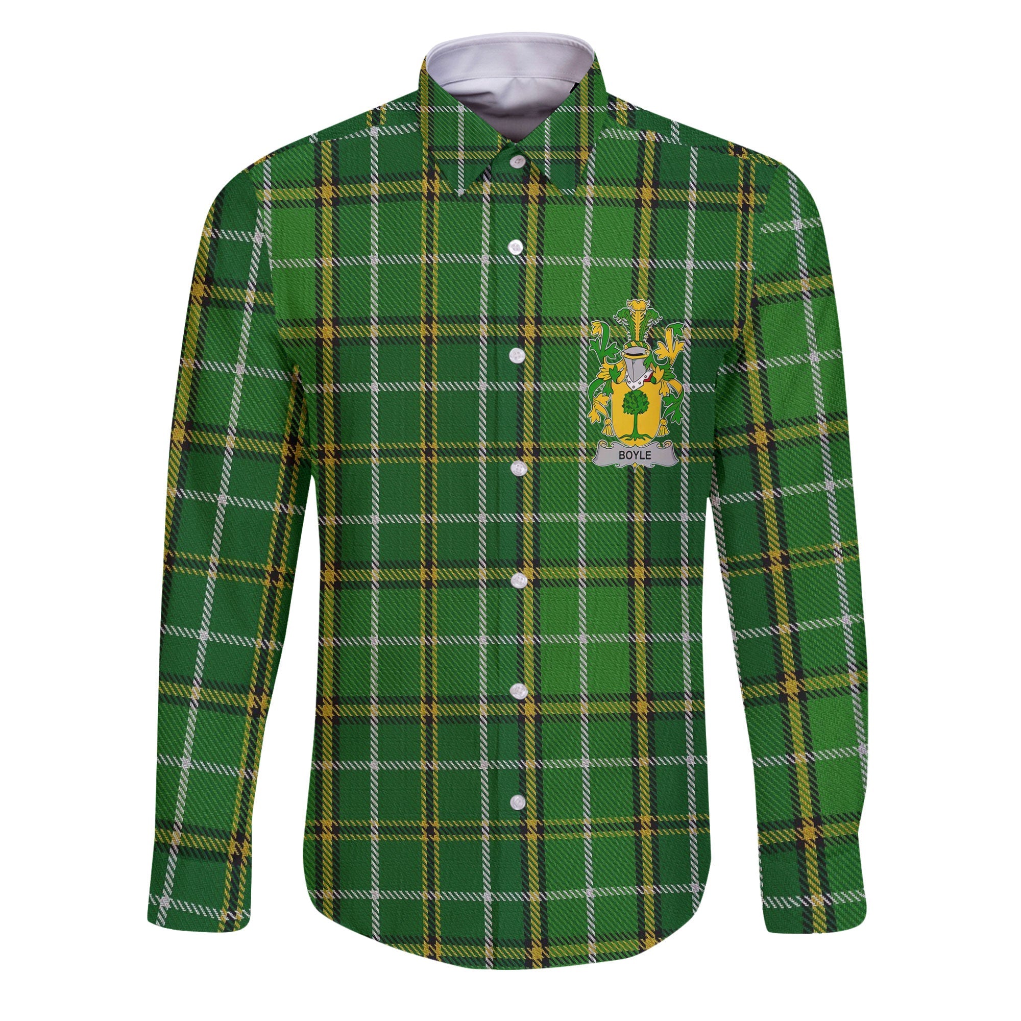 Boyle or O Boyle Long Sleeve Button Shirts Crest And National Plaid Style