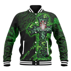 Bracken or O Bracken Baseball Jackets Celtic Cross And Dragon Style