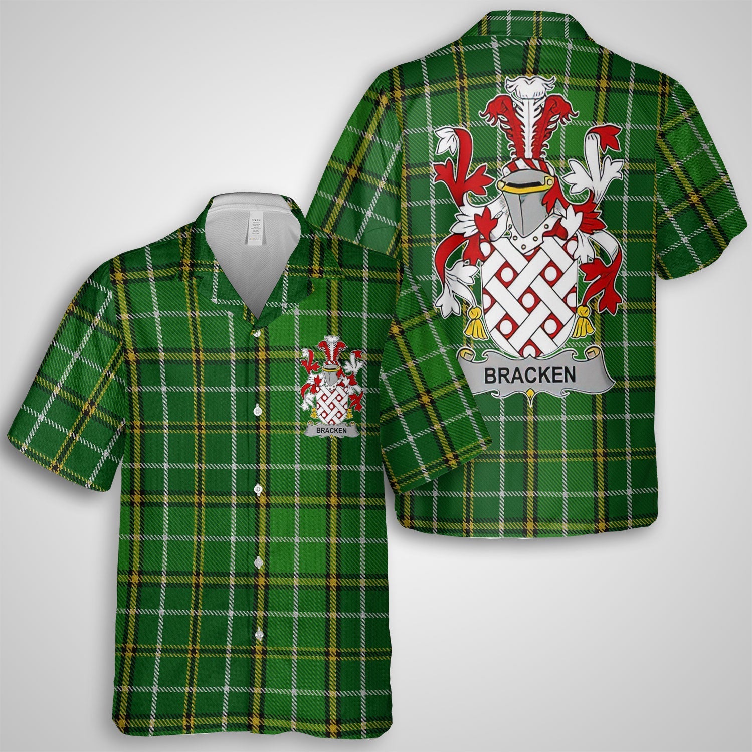 Bracken or O Bracken Hawaiian Shirts Crest And National Plaid Style