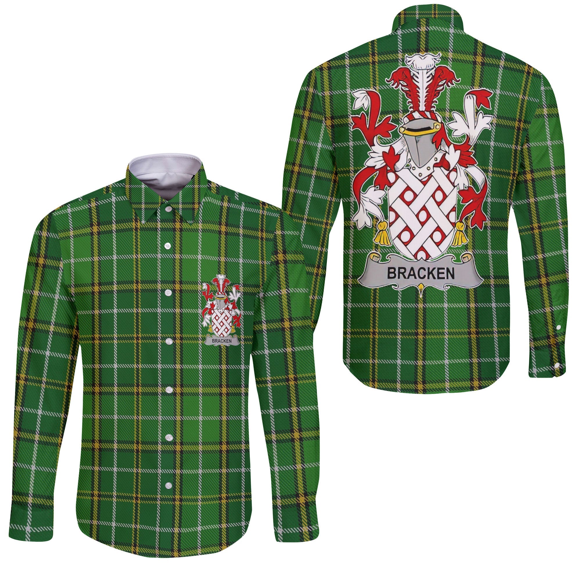 Bracken or O Bracken Long Sleeve Button Shirts Crest And National Plaid Style