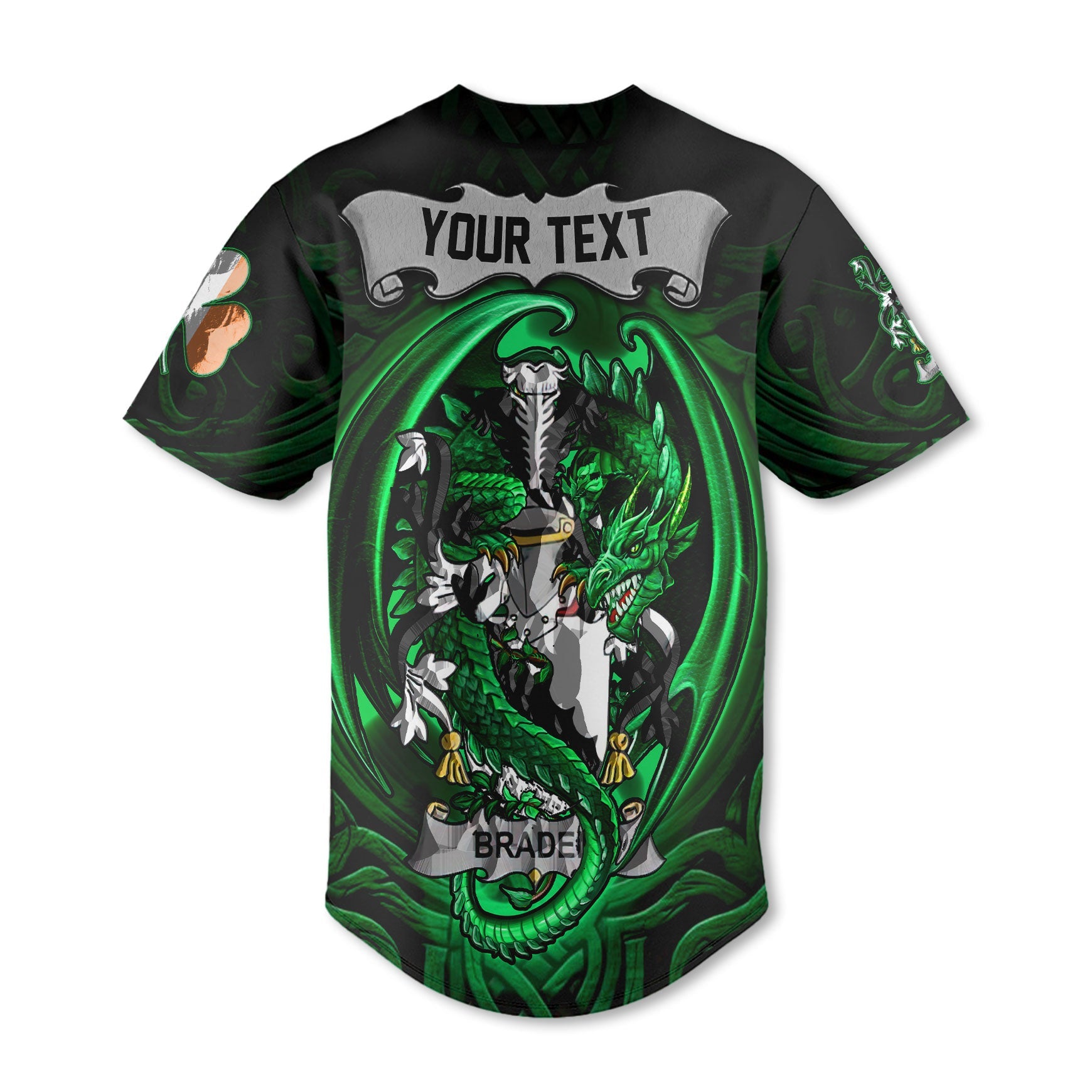 Braden or O Braden Baseball Jerseys The Green Dragon Of Ireland Style