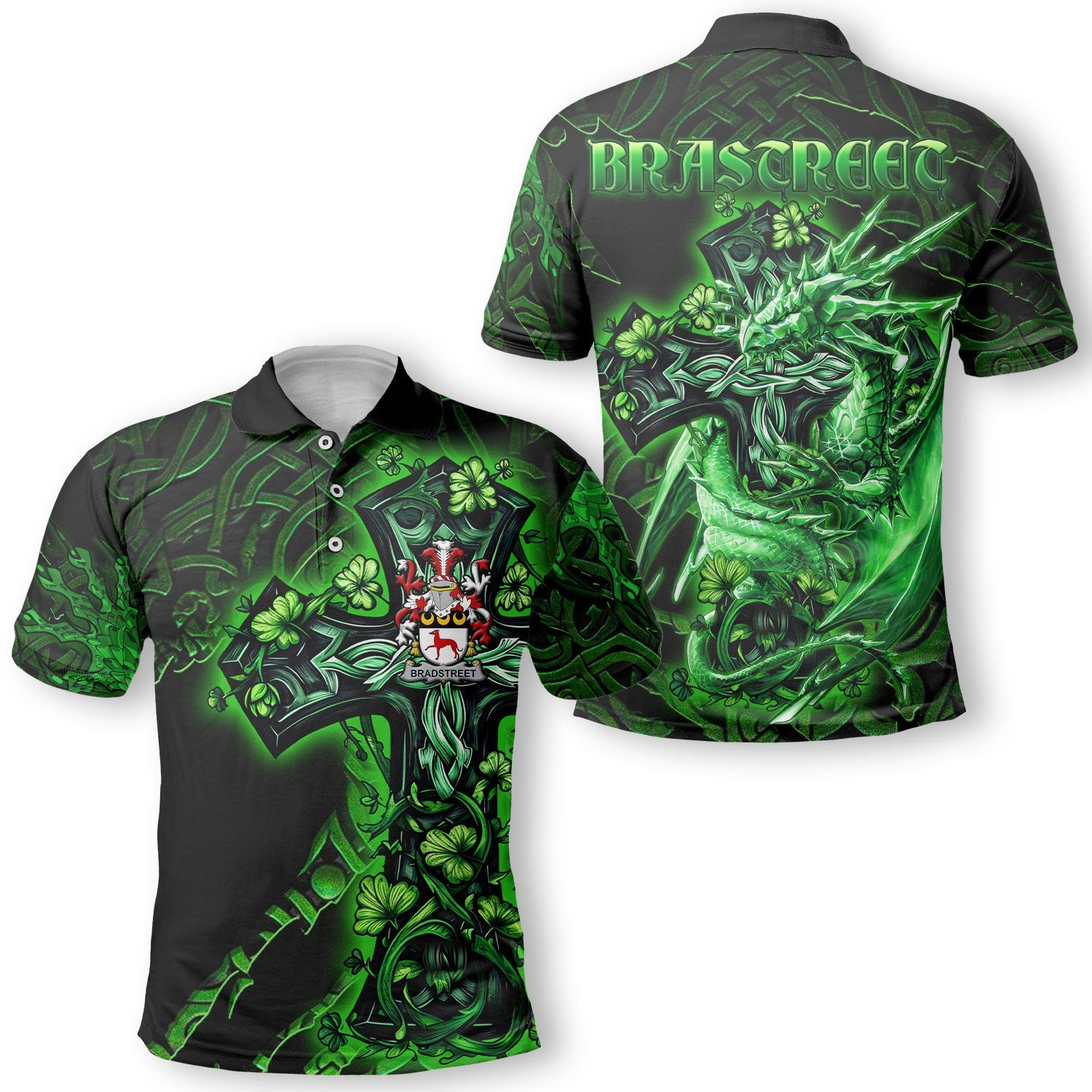 Bradstreet Polo Shirts Celtic Cross And Dragon Style