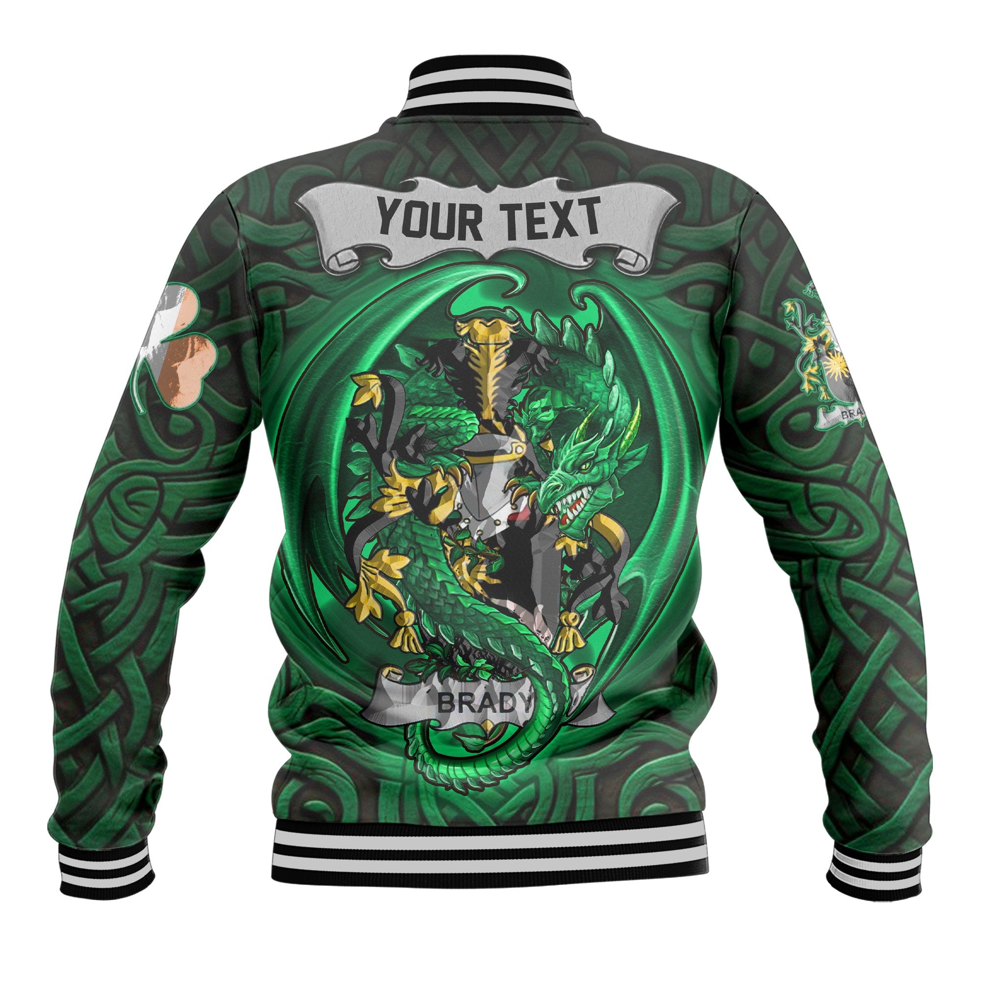 Brady or McBrady Baseball Jackets The Green Dragon Of Ireland Style