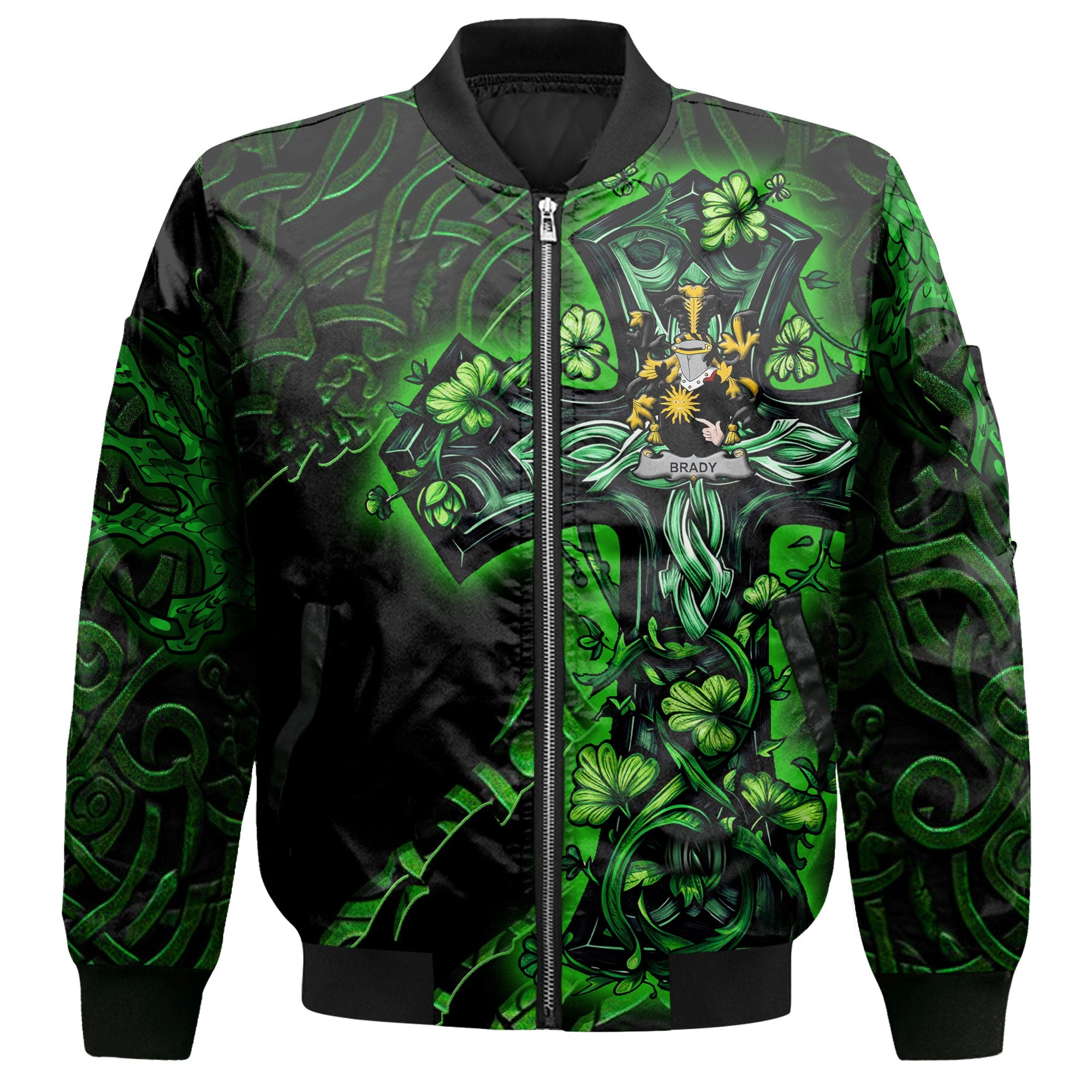 Brady or McBrady Bomber Jackets Celtic Cross And Dragon Style