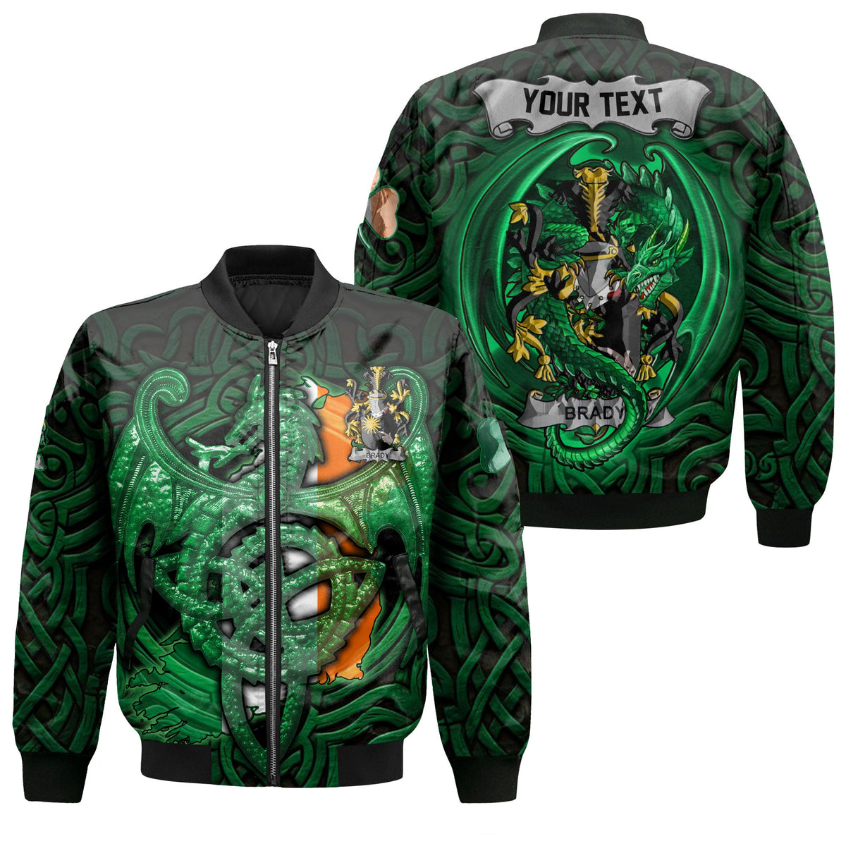 Brady or McBrady Bomber Jackets The Green Dragon Of Ireland Style