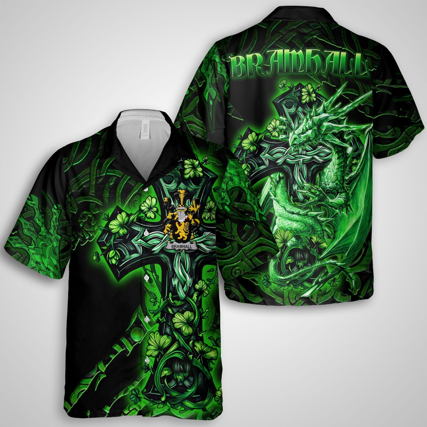 Bramhall Hawaiian Shirts Celtic Cross And Dragon Style