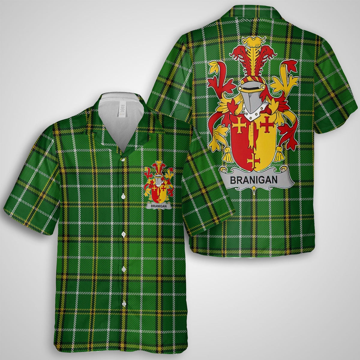 Branigan or O Branagan Hawaiian Shirts Crest And National Plaid Style