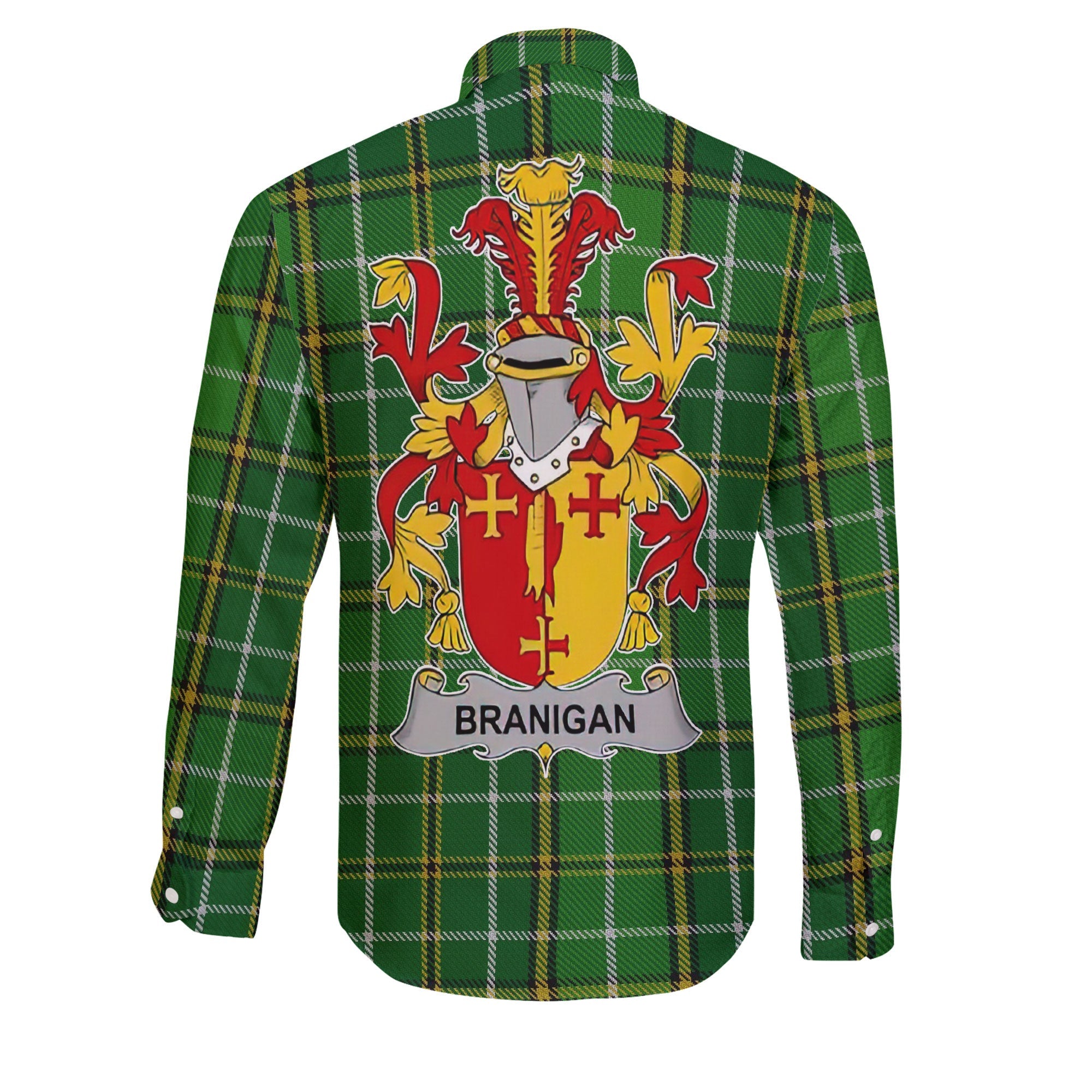 Branigan or O Branagan Long Sleeve Button Shirts Crest And National Plaid Style