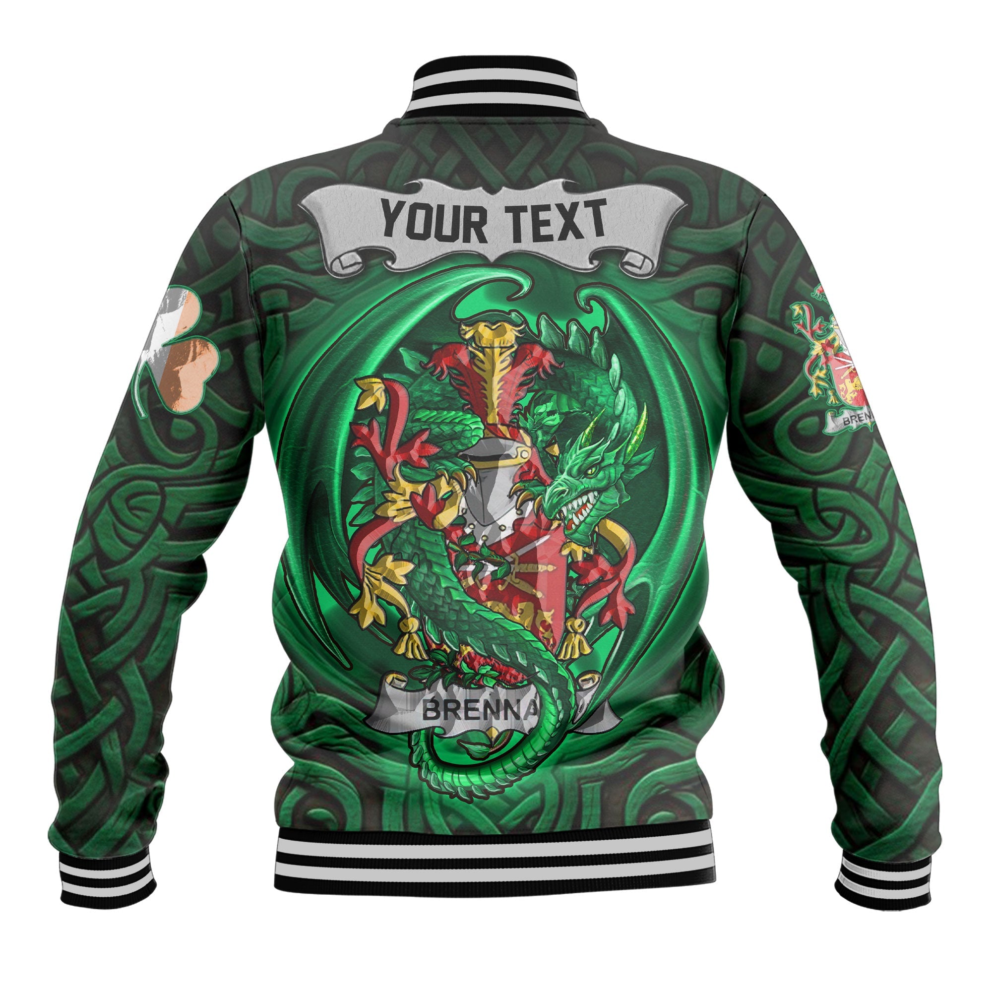 Brennan or O Brennan Baseball Jackets The Green Dragon Of Ireland Style