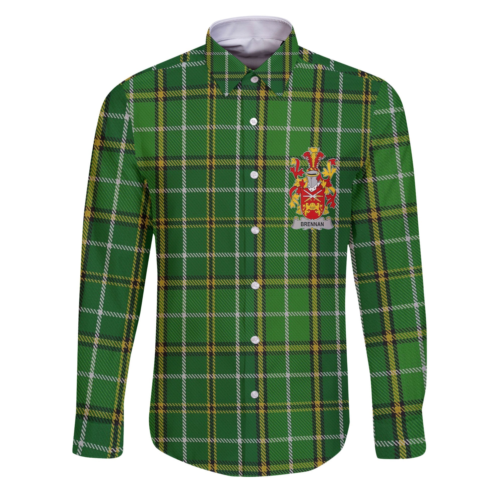 Brennan or O Brennan Long Sleeve Button Shirts Crest And National Plaid Style