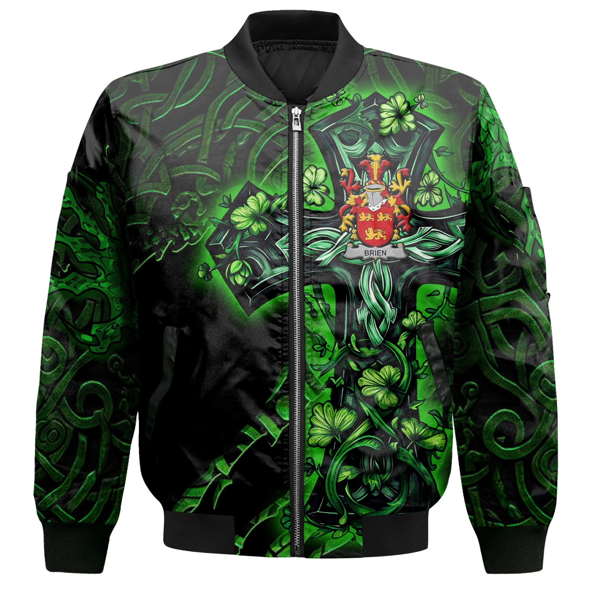 Brien or Bryan Bomber Jackets Celtic Cross And Dragon Style