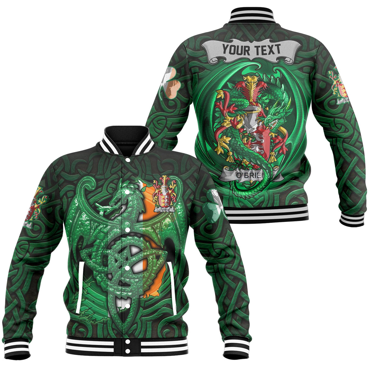 Brien or O Brien Baseball Jackets The Green Dragon Of Ireland Style