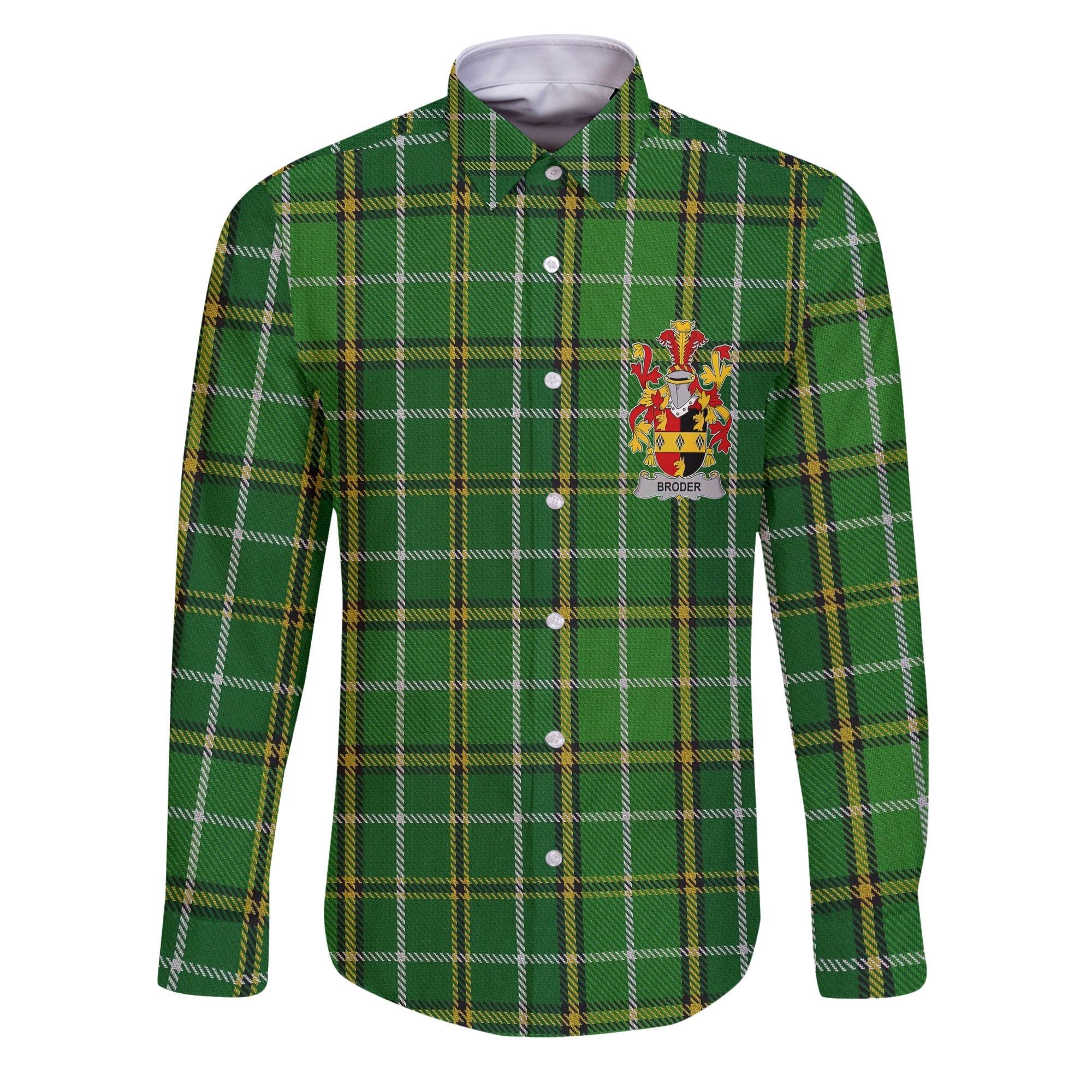 Broder or O Broder Long Sleeve Button Shirts Crest And National Plaid Style