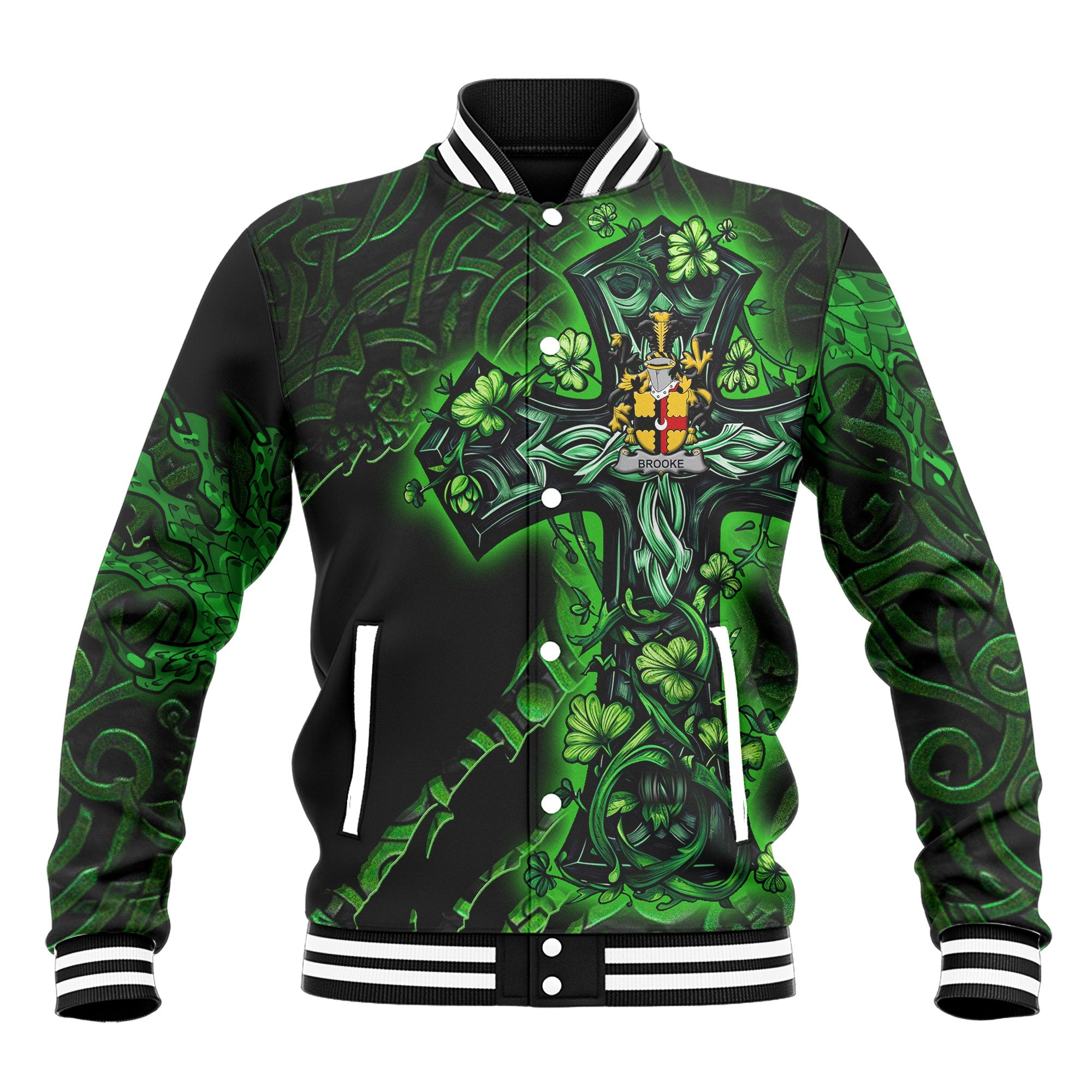 Brooke Baseball Jackets Celtic Cross And Dragon Style