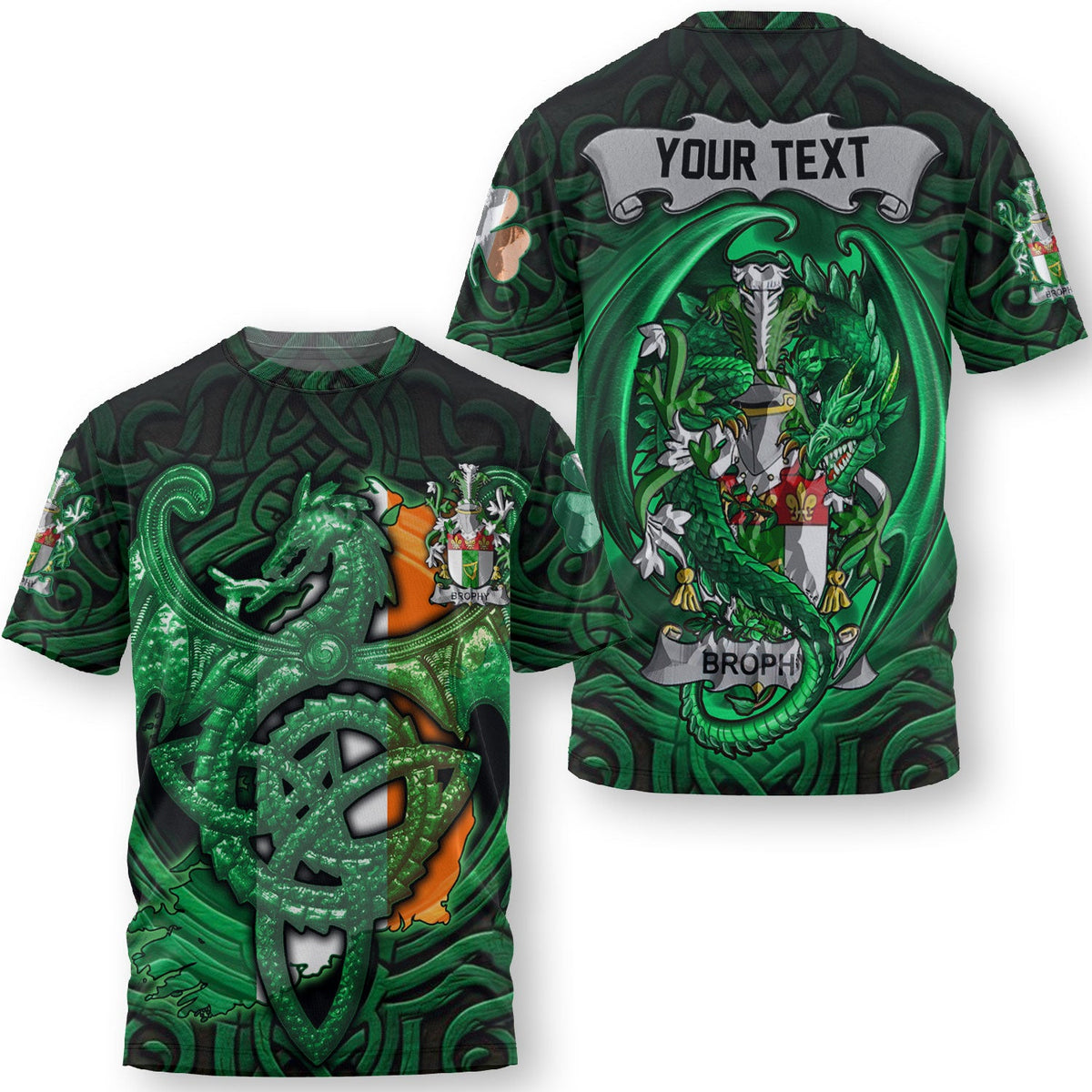 Brophy or O Brophy T-Shirts The Green Dragon Of Ireland Style