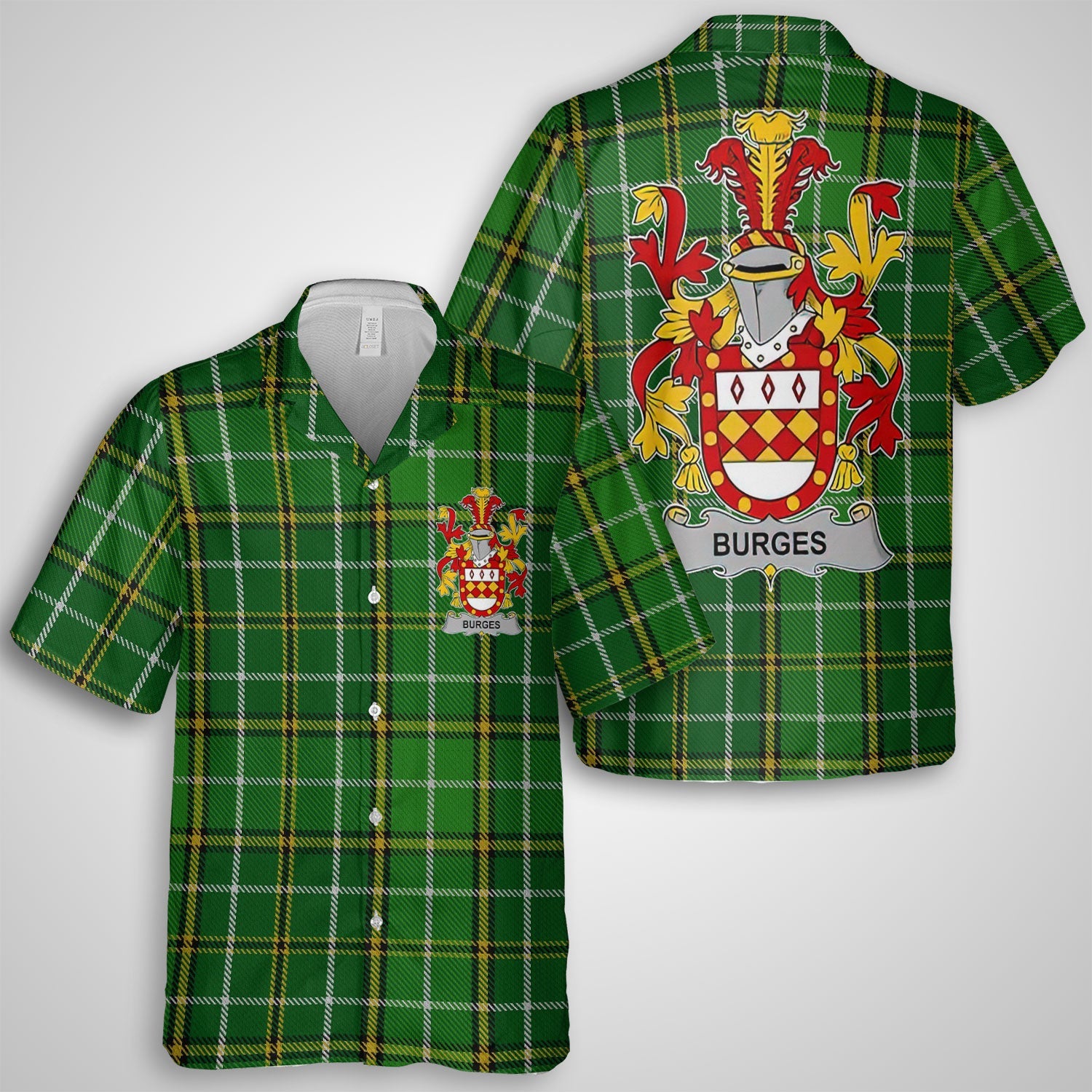 Burges Hawaiian Shirts Crest And National Plaid Style