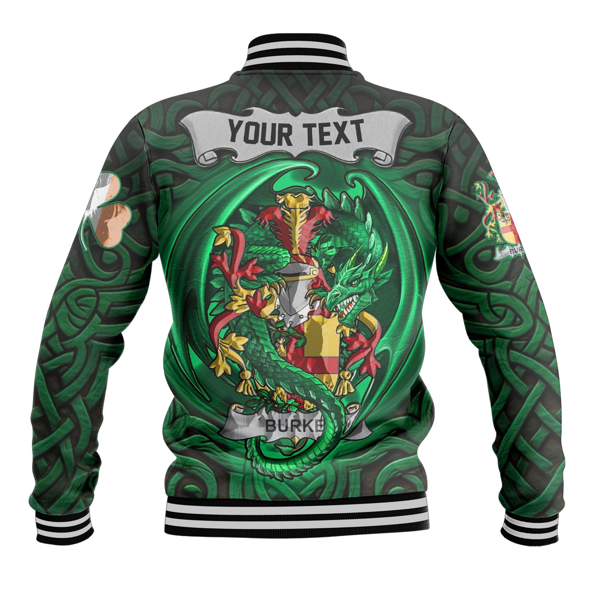 Burke Baseball Jackets The Green Dragon Of Ireland Style